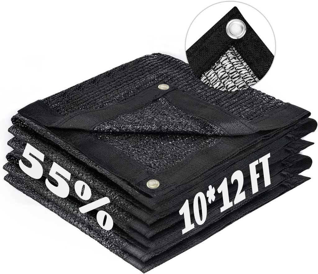 LOVE STORY 10x12FT 55% Black Shade Cloth Sun Shade Net with Grommets Sunblock Net Mesh Tarp for Garden,Plants Cover,Greenhouse and Patio