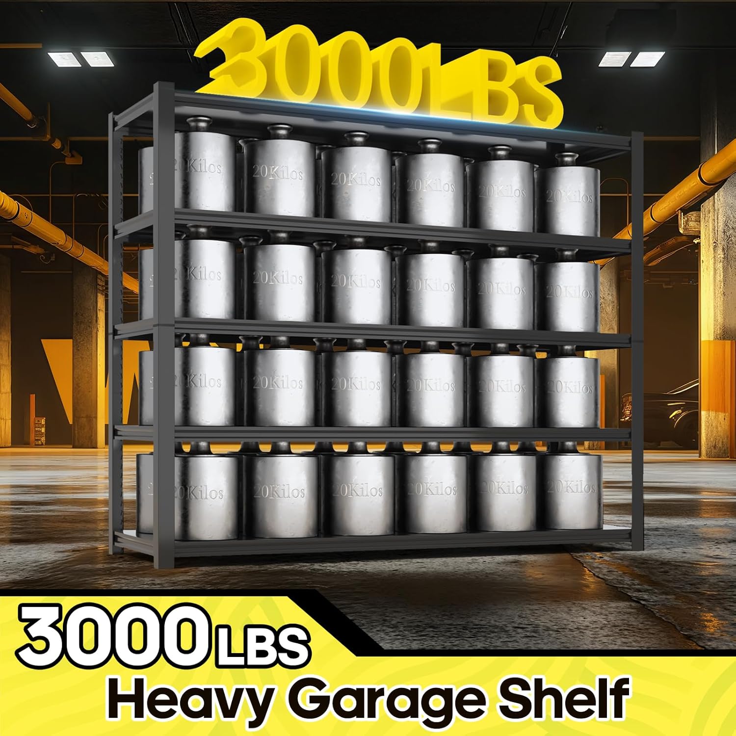 5 Tier Adjustable Metal Shelving Storage Rack,Storage Shelves,59.8" Wx24 Dx76.6 H Garage Shelving Heavy Duty,Industrial Shelving Unit for Basement,Warehouse,Garage Organization.1 Pack