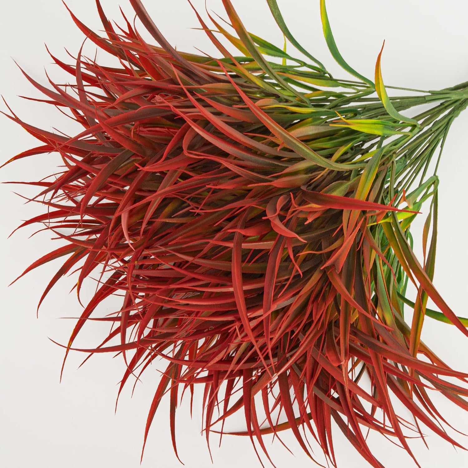 Ouddy Decor 16 Bundles Artificial Plants Outdoor Fake Grass Greenery Stems UV Resistant Faux Plastic Plants Shrubs for Autumn Home Garden Pathway Farmhouse Front Porch Harvest Thanksgiving Decor, Red