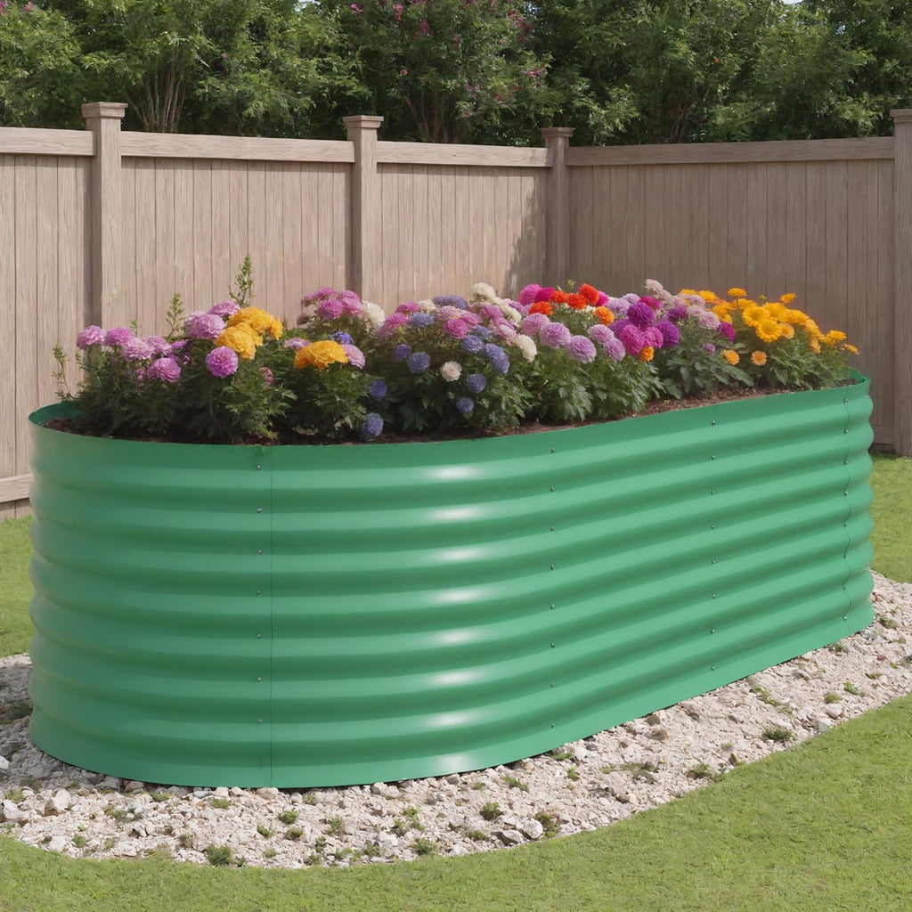 8x4x2ft Galvanized Raised Garden Bed Outdoor, 24" Tall Metal Planter Box for Flowers Herbs Vegetables, Rust-Resistant Raised Garden Beds for Gardening, Easy Assembly Outdoor Garden Box & Planters