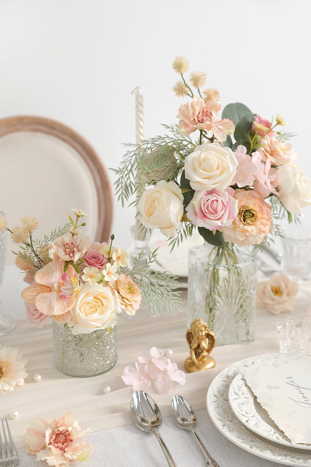 Artificial Flowers Combo for DIY Centerpieces Arrangements Wedding Bouquets Centerpieces Arrangements Party Baby Shower Home Decorations (Nude Champagne)