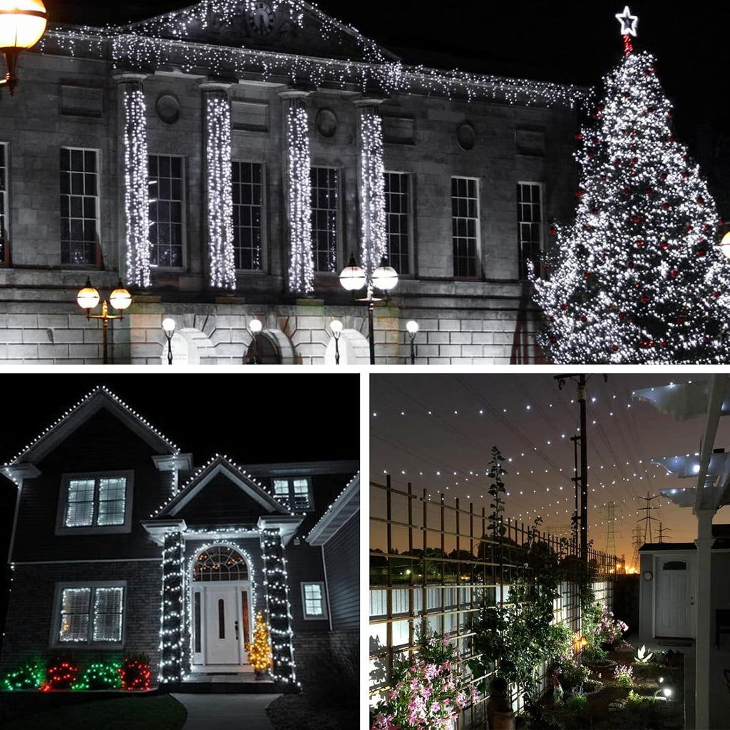 4 Pack Solar String Lights Outdoor, Extra-Long 400LED Solar Fairy Lights Waterproof, Outdoor Twinkle Light Silver Wire 8 Modes Fairy Light for Tree Garden Party Xmas Wedding Decor (Cool White)