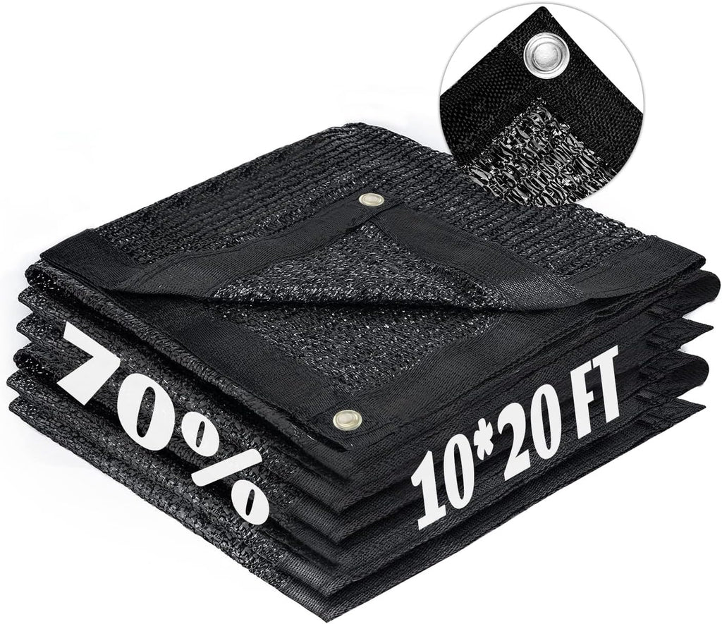 LOVE STORY 10x20FT 70% Black Shade Cloth Sun Shade Net with Grommets Sunblock Net Mesh Tarp for Garden,Plants Cover,Greenhouse and Patio