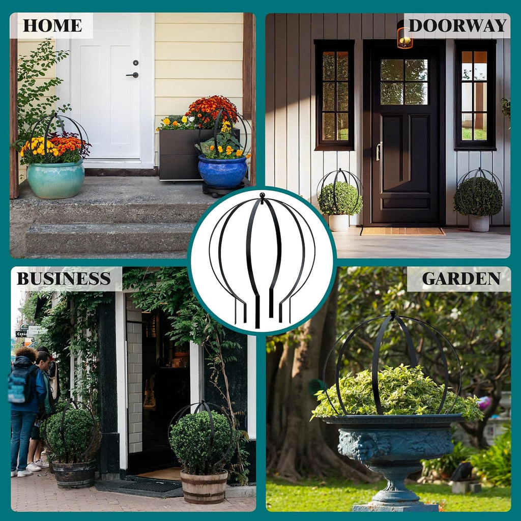 Set of 4 Large Metal Trellis Obelisks Sturdy Round Circle Trellis for Climbing Plant Support Indoor Outdoor Potted Vines, Cucumbers & Flowers, Patio Doorway Garden Decor (25.20" x 21.26")