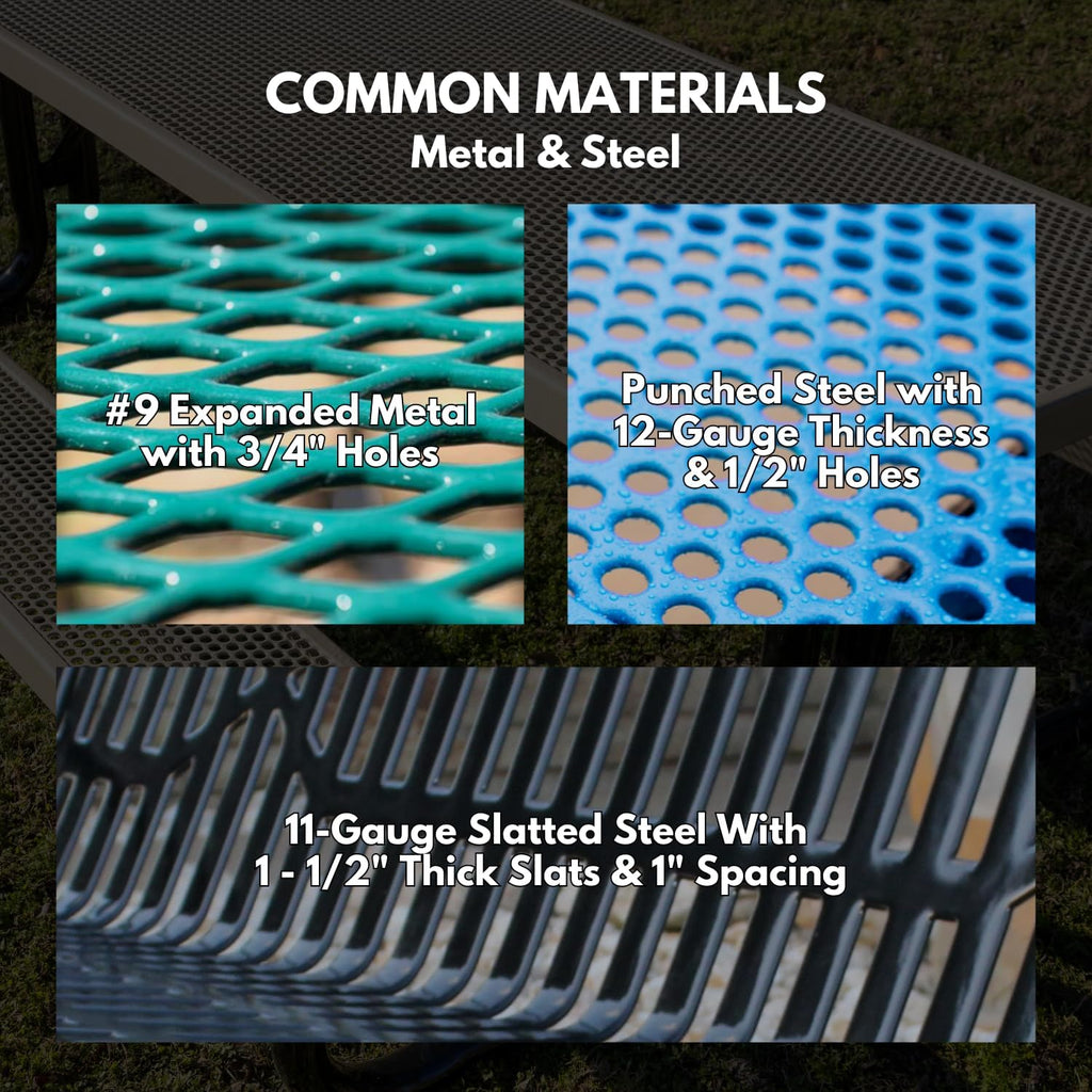 Coated Outdoor Furniture Heavy-Duty Outdoor Bench Thermoplastic Coated, Slatted Steel, Commercial-Grade Garden Bench, Made in America (Portable with Back, 4 Ft, Textured Green)