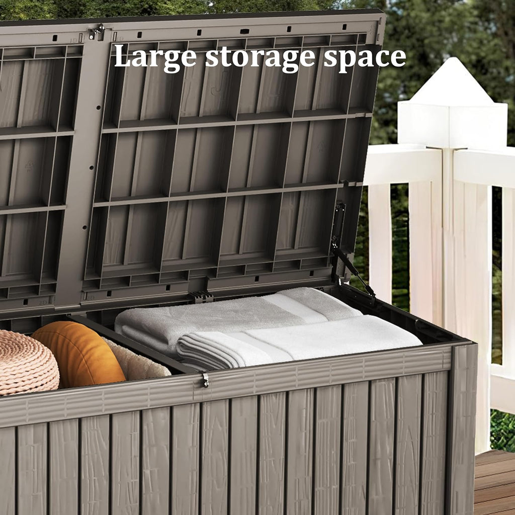 180 Gallon Outdoor Storage Deck Box - Large Waterproof Resin Bin for Delivery Boxes Outside, Lockable Storage for Patio/Pool Cushions & Tools, UV-Resistant, Granite Grey