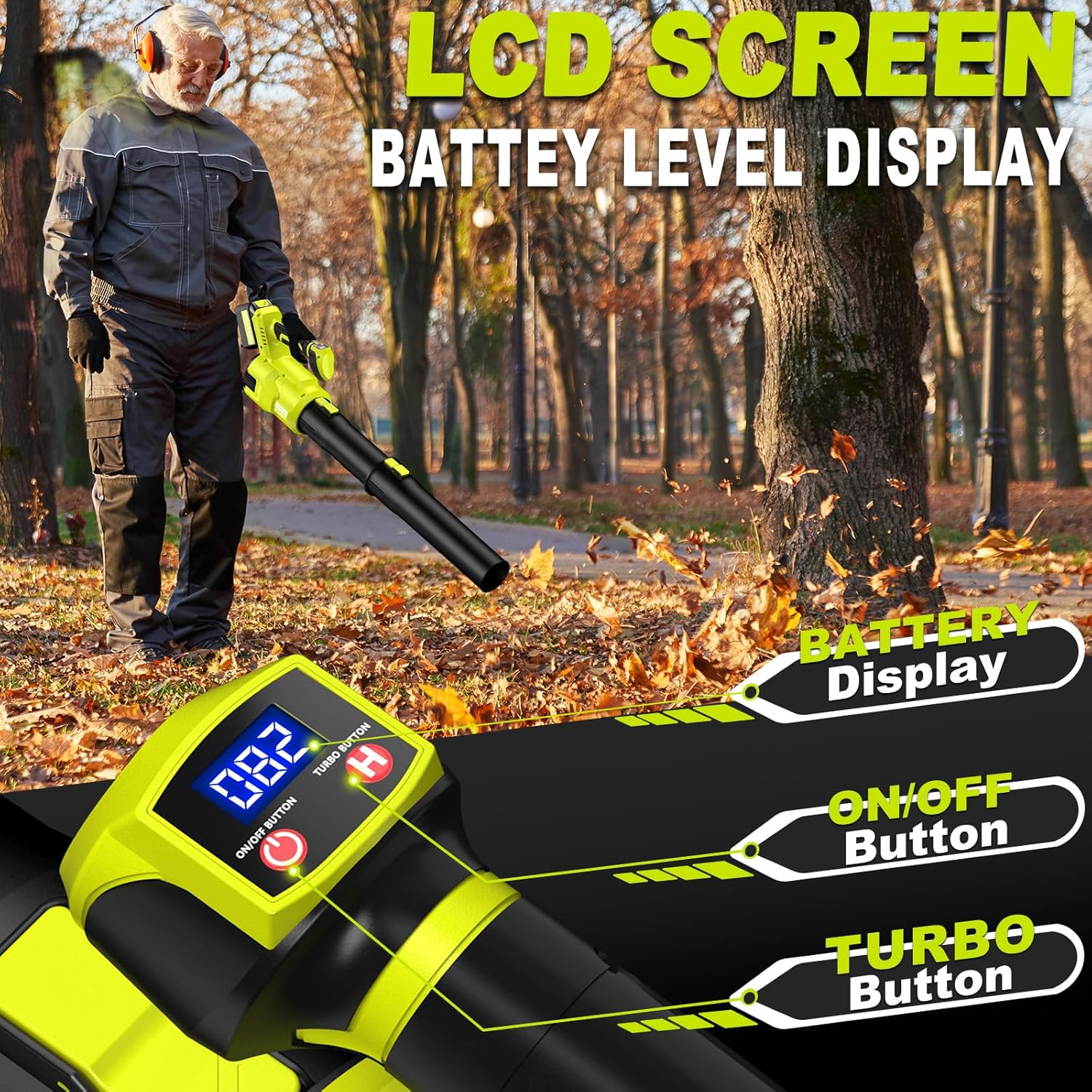 Cordless Leaf Blower, 550CFM (160MPH) Brushless Turbo Blower, 24V High Power Battery Powered Leaf Blowers with 2x4.0Ah Battery & Charger, Electric Blowers Variable Speeds for Lawn&Garden