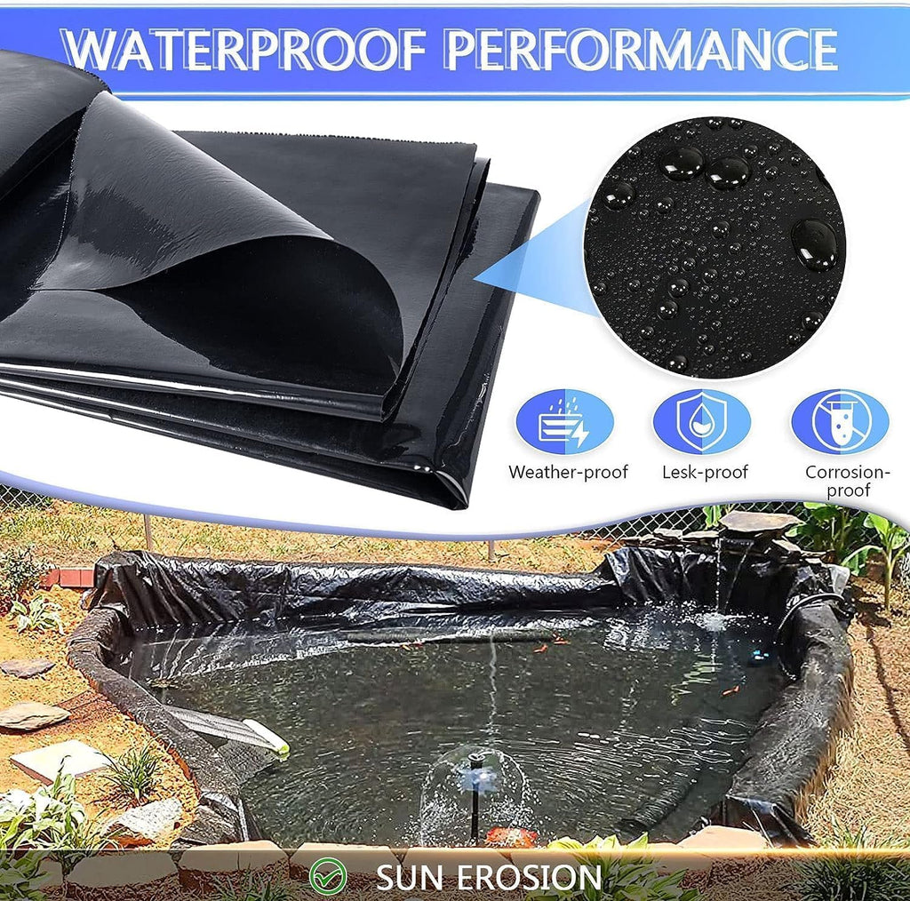 ToLanbbt Pond Liner 10 FT x 10 FT HDPE Pond Liners, 20 Mil UV Resistant Preformed Pond Liner Easy Cutting, Pond Liner for Natural Looking Ponds, Waterfall, Koi Pondsand Water Garden (Black)
