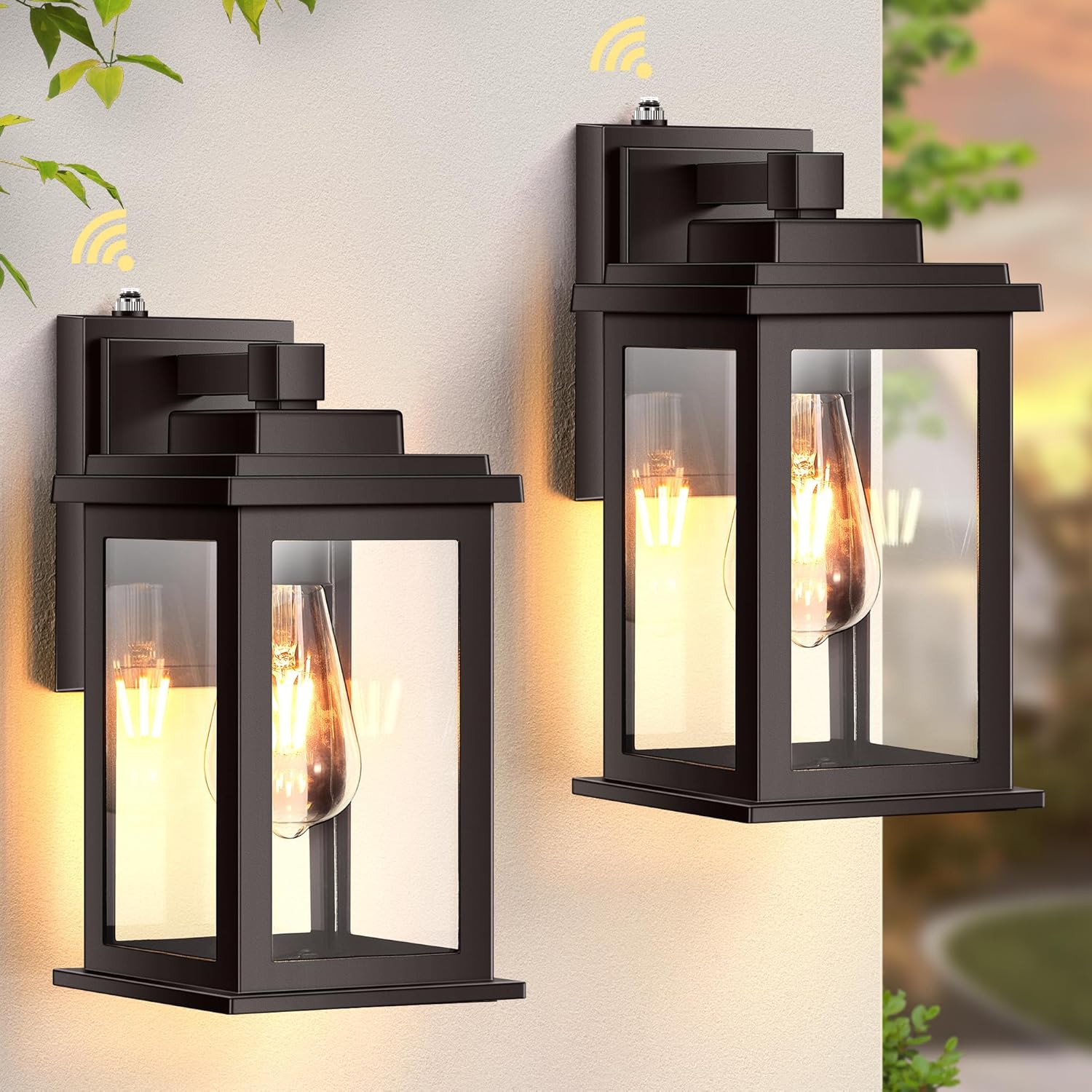 VIANIS Bronze Dusk to Dawn Outdoor Lighting, 2 Pack Outdoor Lights for House, Waterproof Porch Lights, Exterior Lighting Fixtures with Tempered Glass, for House,Garden, Garage,Hardwired, Non-Solar