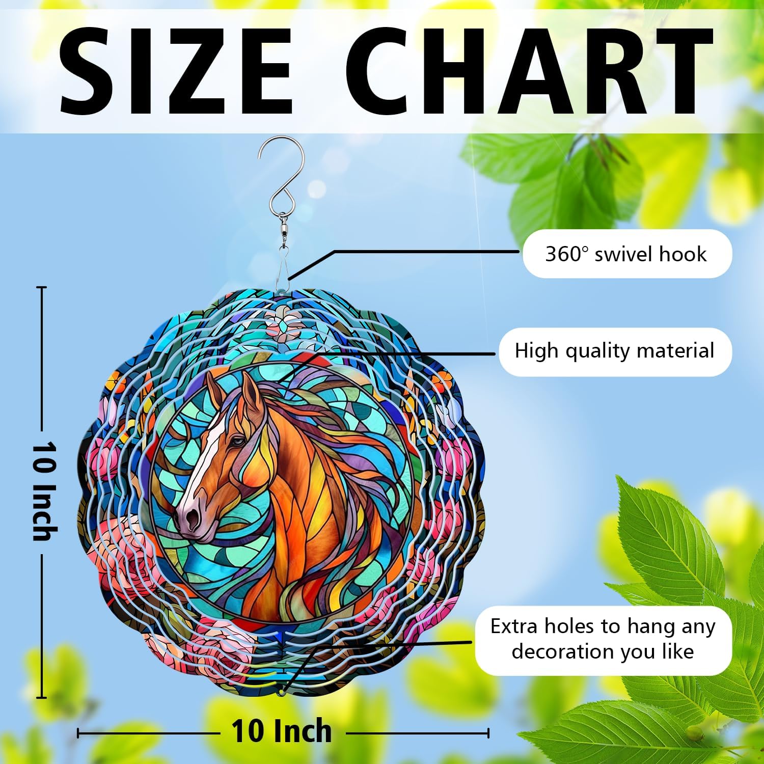 Horse Yard and Garden Wind Spinner, Unique 3D Hanging Horse Wind Spinner