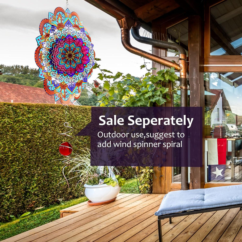 Goolyrusim Wind Spinner Mandala Sunflower, Wind Spinners for Yard Garden, 12in 3D Hanging Wind Sculpture Kinetic Metal Art Decor, Outdoor Decoration Ornament Mandala/Housewarming Gifts for Women/Men