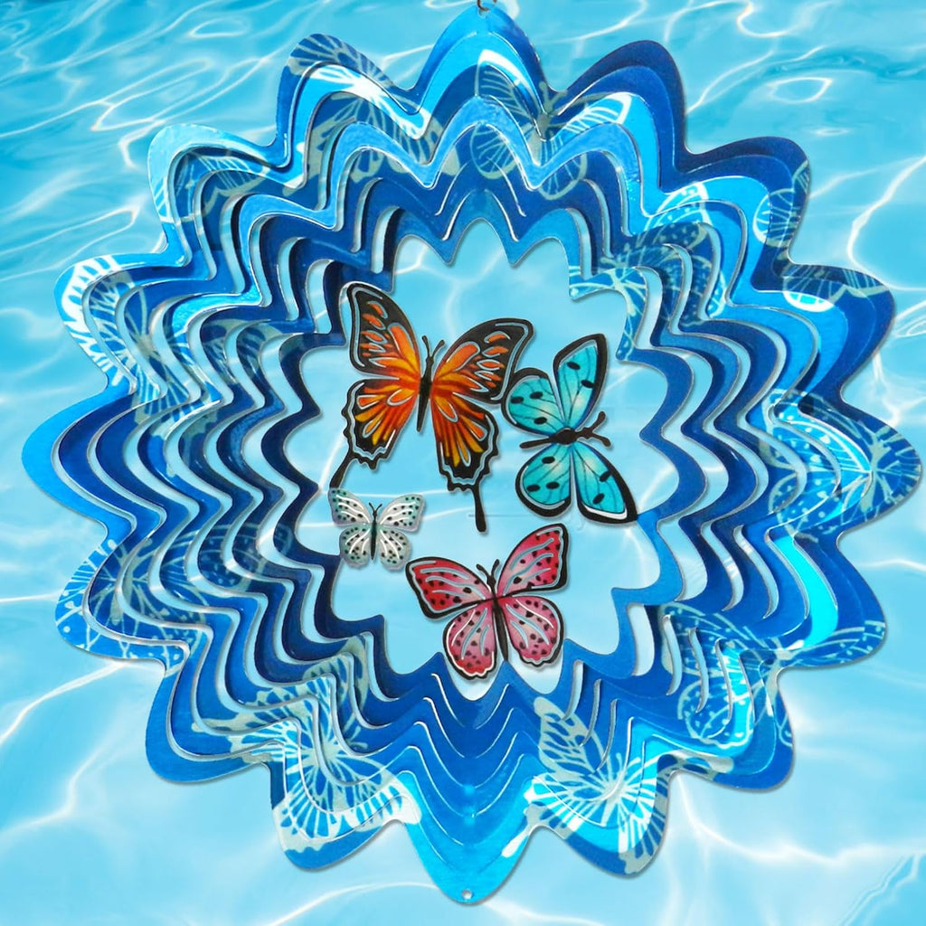 Butterfly Wind Spinners,12In Stainless Steel 3D Wind Spinner for Yard and Garden,Butterfly Gifts for Women Mom Grandma Wife Father,Outdoor & Indoor Hanging Kinetic Yard Art Decorations