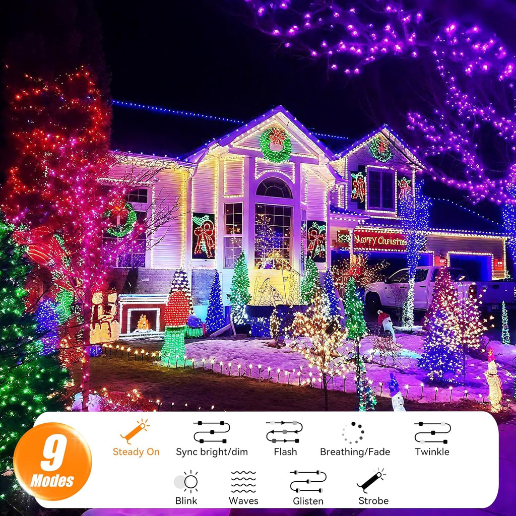 LitHome 66ft 200Led Color Changing String Lights with Remote,35 Colors RGB Christmas Lights with Timer,Dimmable Led String Light Outdoor,Xmas Tree Light Indoor Plug in for Halloween Fall Party Decor