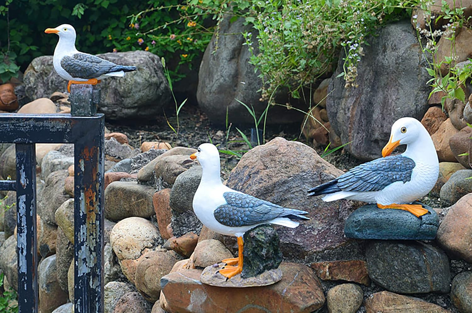 coolboy Real Seagull Figurine,Garden Bird Statue -Seagull Décor Birds Figurines Ornaments - Best Indoor Outdoor Statues Yard Art Figurines for Patio Lawn House