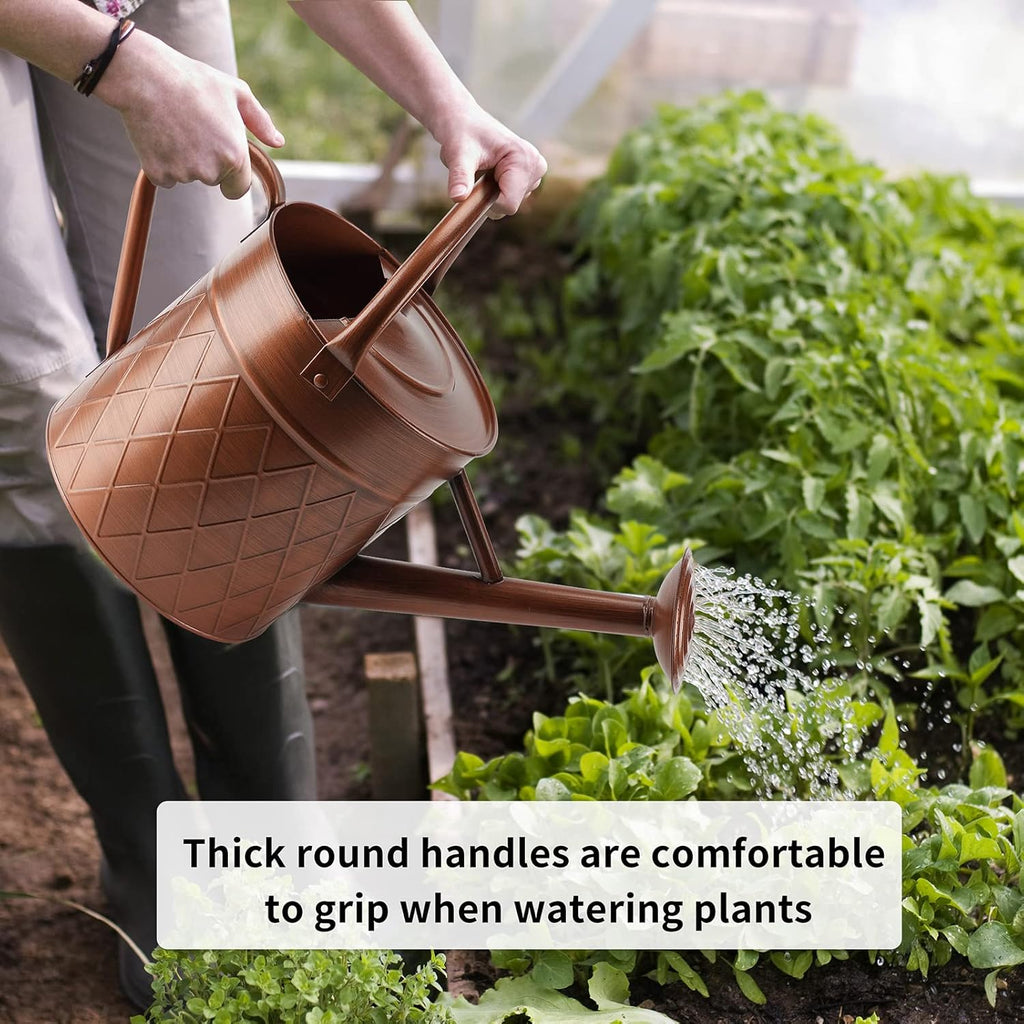 1.75 Gallon Outdoor Metal Watering Can for Garden Plants,Copper Color Watering Can with Removable Spray Spout, Ideal for Outdoor Use (Copper)