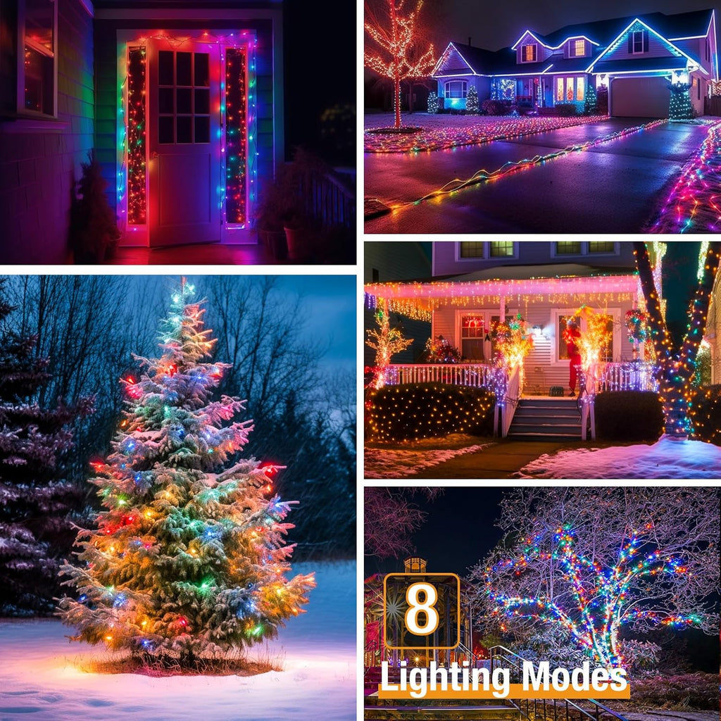 4 Pack Solar String Lights for Outside - 320LED 132FT Solar Fairy Lights Outdoor Waterproof 8 Modes, Copper Wire Solar Powered Twinkle Lights for Tree Garden Christmas Wedding Party Decor, Multicolor