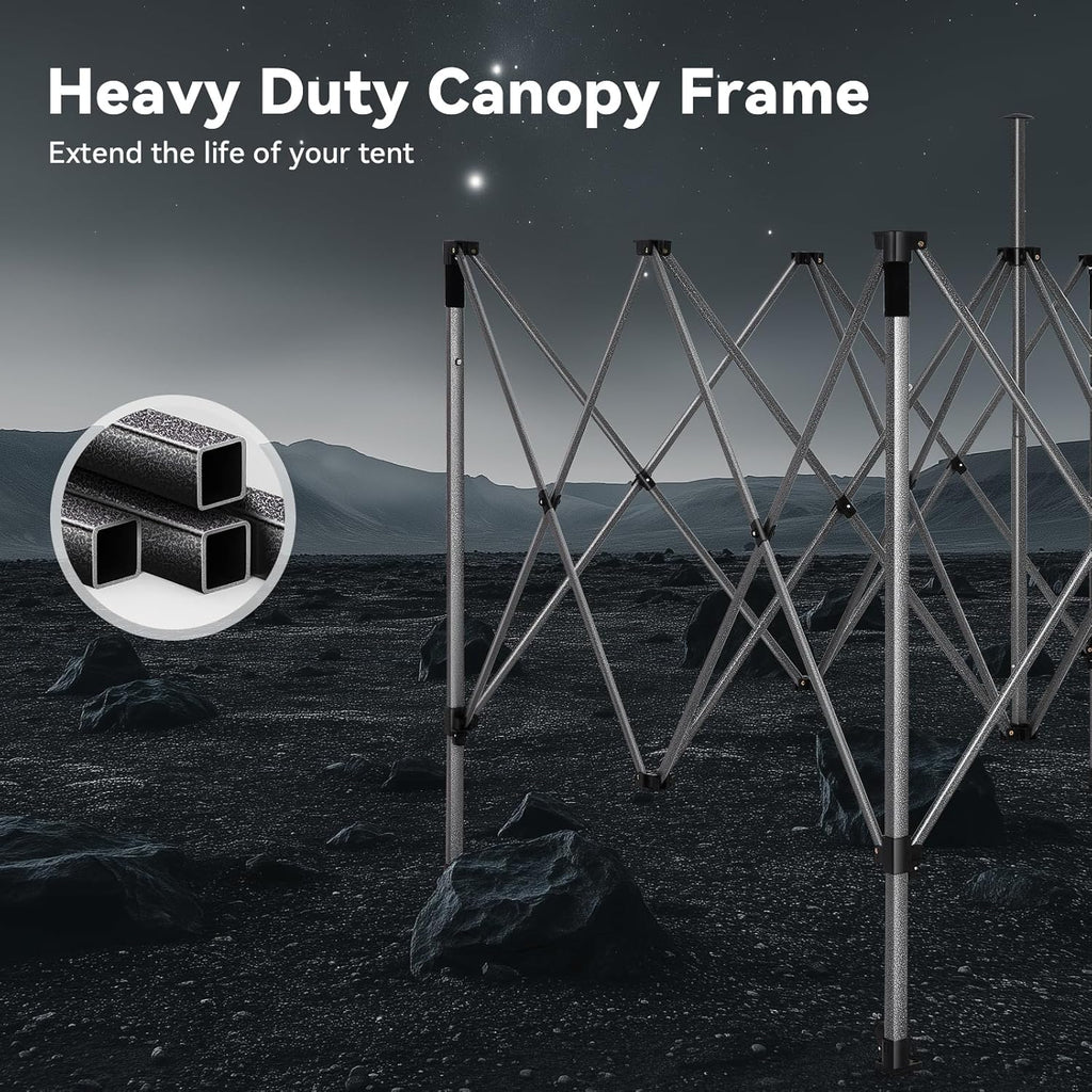 COBIZI 10x15 Pop up Canopy Tent Heavy Duty with 4 Sidewalls, Easy Set-up Commercial Outdoor Party Tent, 100% Waterproof Wedding Canopy Gazebo, 3 Height Adjustable with Handbag, Black