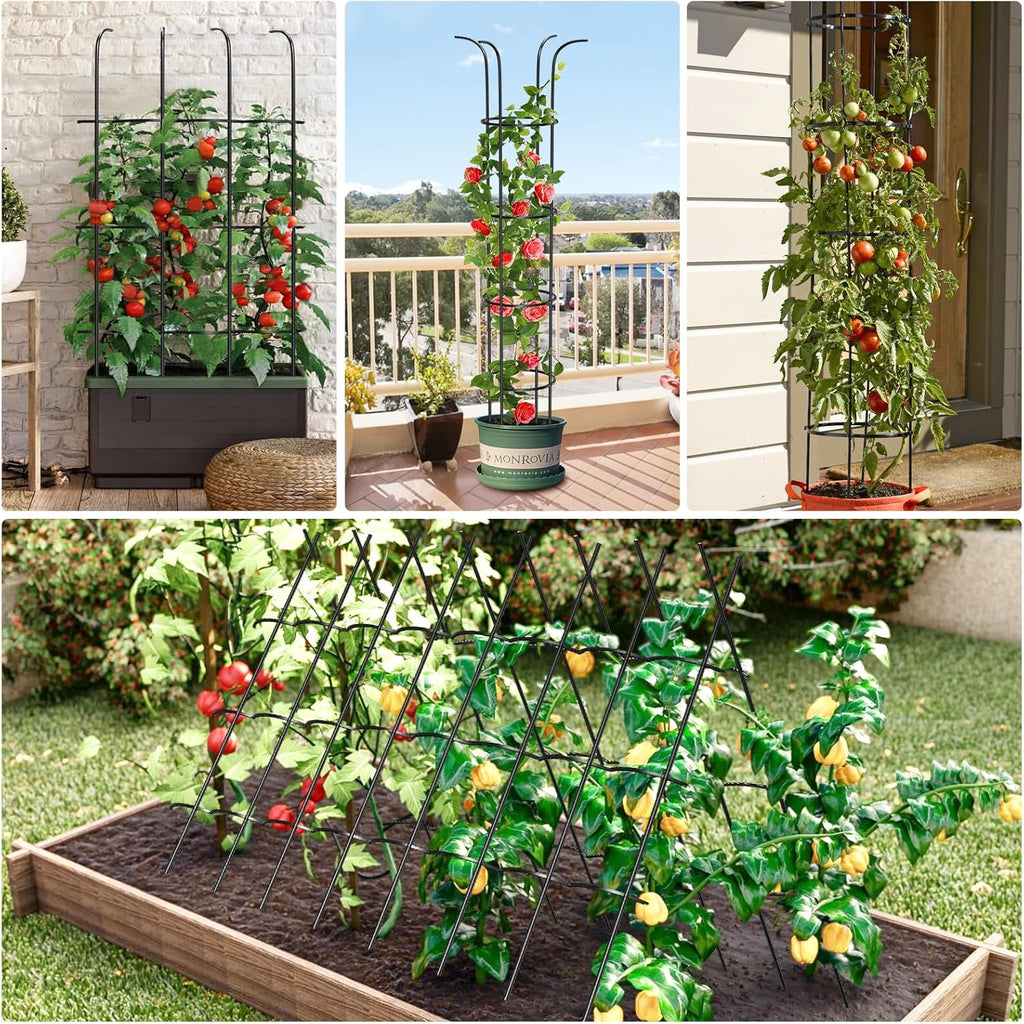 Tower Obelisk Garden Trellis for Climbing Plant，73.6inch Rustproof Metal Potted Plant Climbing Support for Indoor Outdoor Flowers Vegetable Fruits Vines Support (2Pcs)