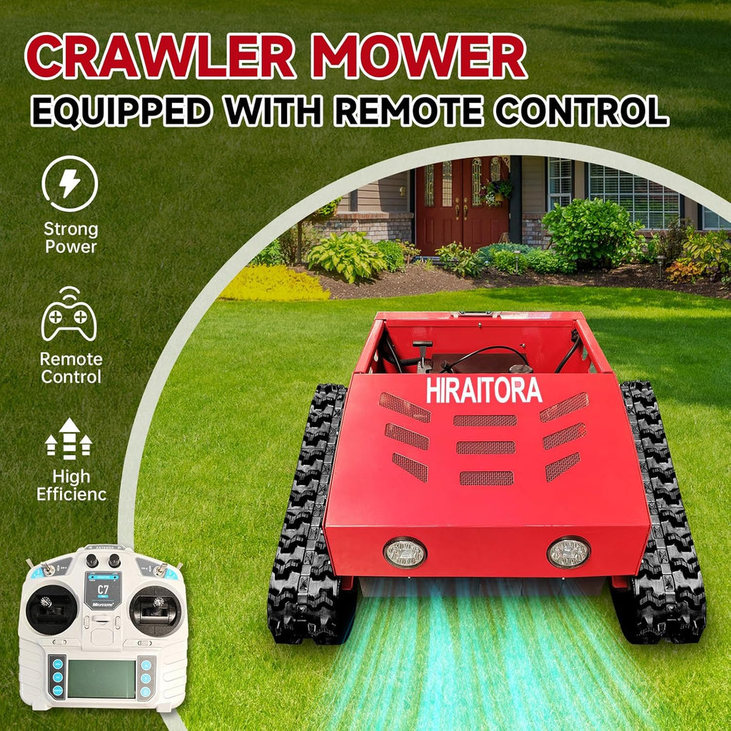 HIRAI TORA Robotic Lawn Mower 45° Slope Climbing, 4WD All-Terrain, Adjustable Cutting Height, Remote Control for Home, Golf & Park Lawn