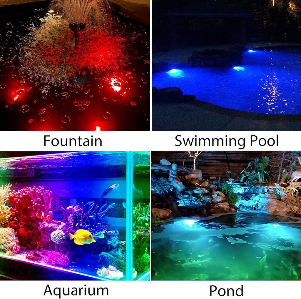 Solar Pond Lights, 18 LED Super Bright RGB LED Underwater Spotlights Color Changing Submersible Pond Light IP68 Waterproof Fountain Lights for Fish Aquarium Tank Garden Yard Pool (3-in-1)