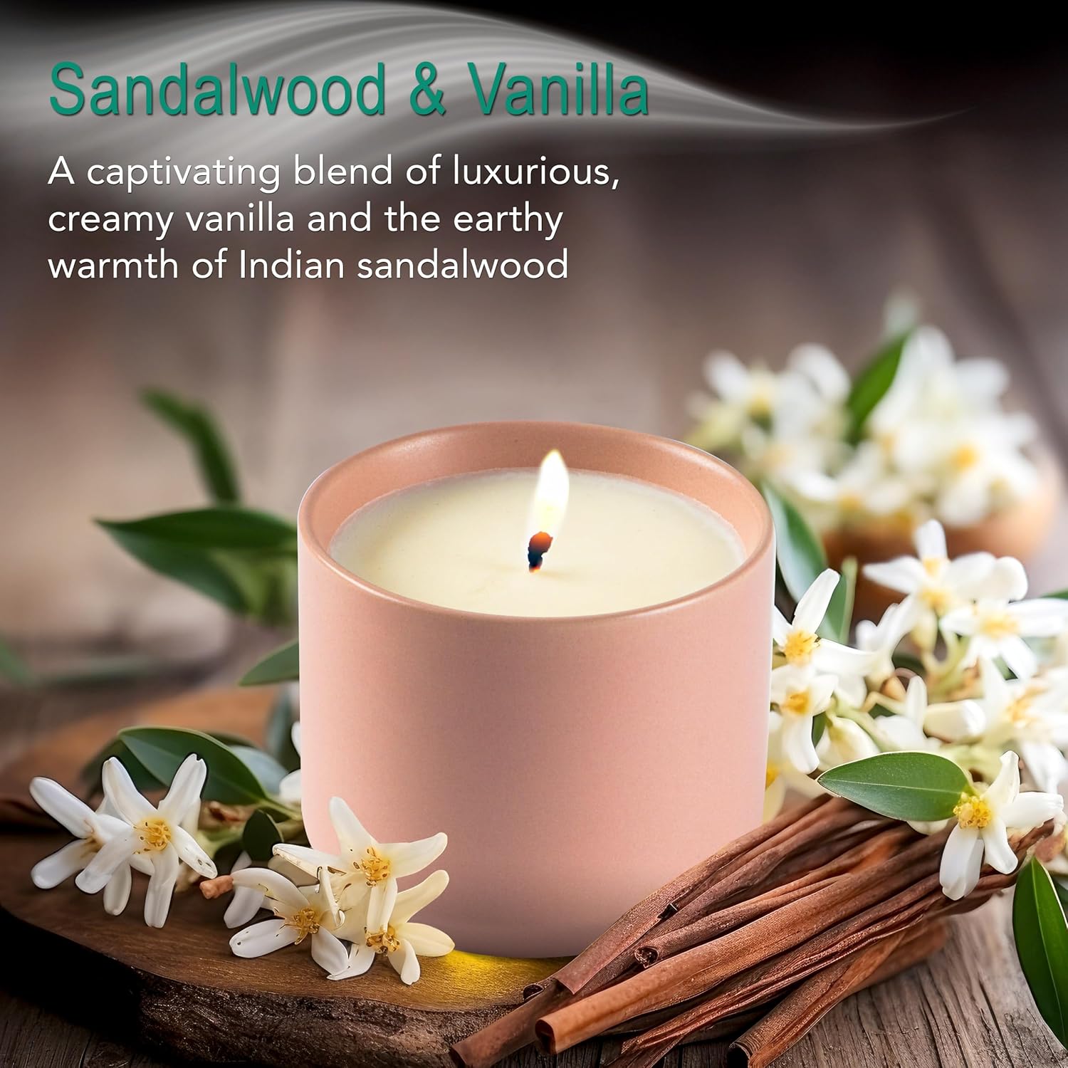 The Growing Candle, Sandalwood & Vanilla Scented, 8oz Ceramic Pot, Aromatherapy Candles for Home, 100% Soy, Adelyn