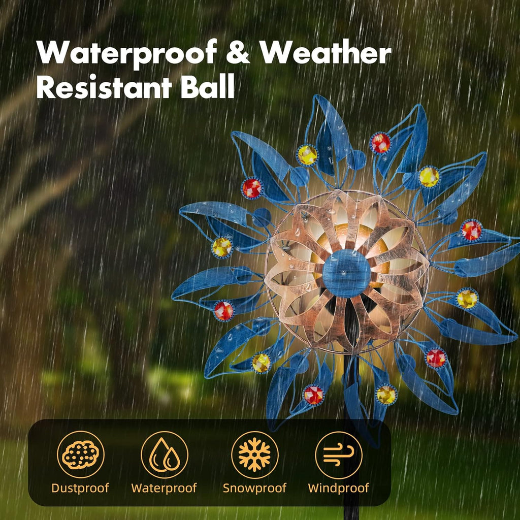 Solar Wind Spinner, Waterproof Outdoor Metal Wind Sculpture for Patio, Lawn & Garden Decor (Retro Spinner)