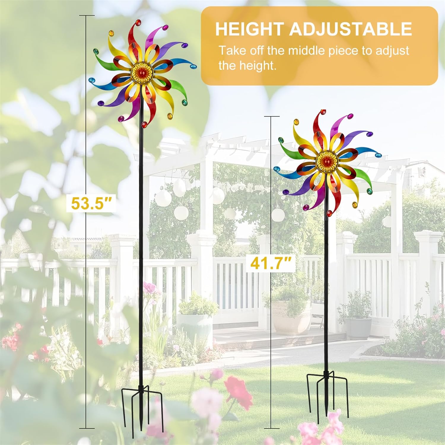 Wind Spinners Outdoor Yard Decoration - Windmill Wind Sculptures & Spinners Metal Yard Art Flower Pinwheels for Garden Patio Lawn Decor