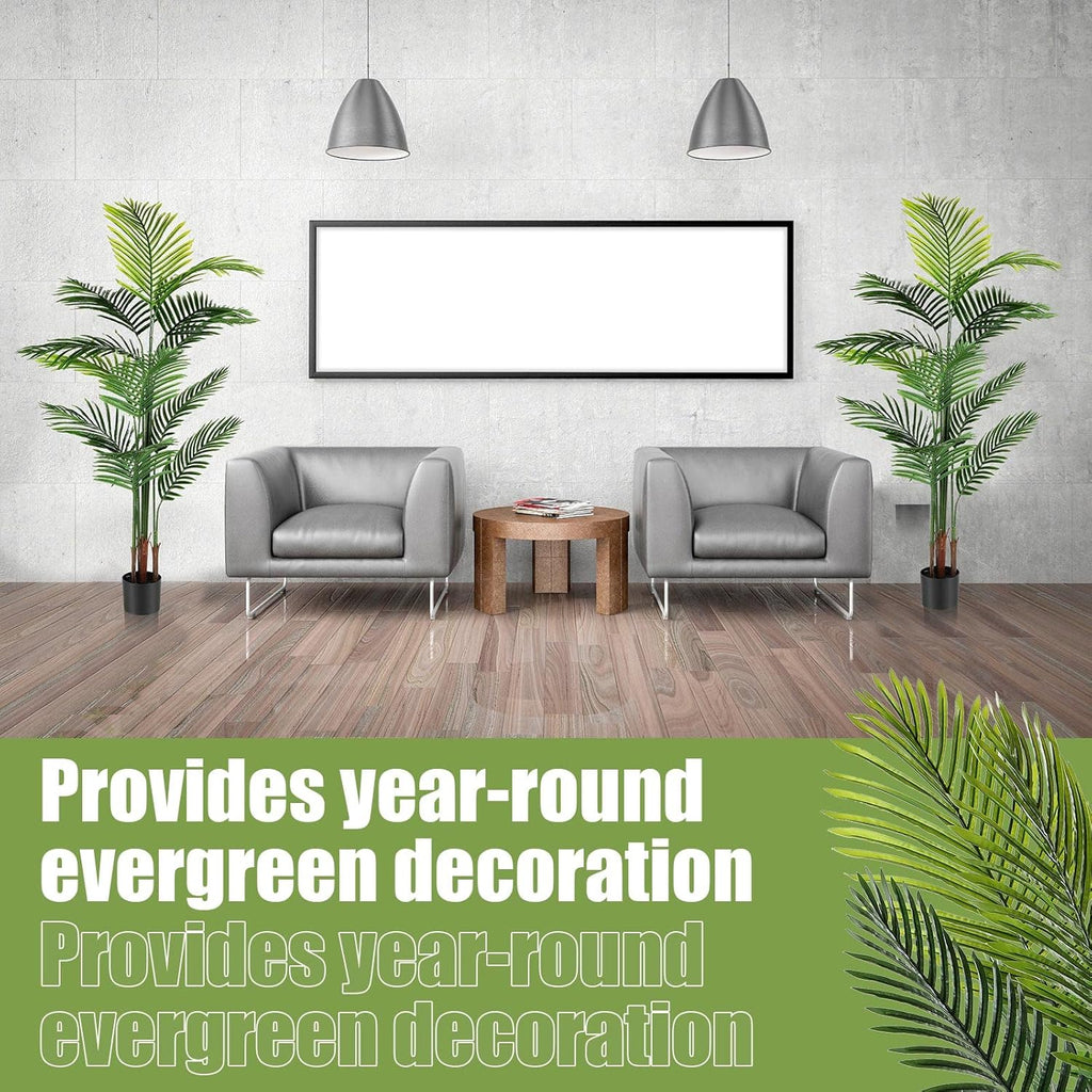Jexine 4 Pack Artificial Palm Trees 4Ft 5Ft, Fake Plants Fake Trees Artificial Areca Palm Plants for Outdoor Indoor Faux Tree in Pot for Pool Home Office Housewarming Gift Modern Decoration