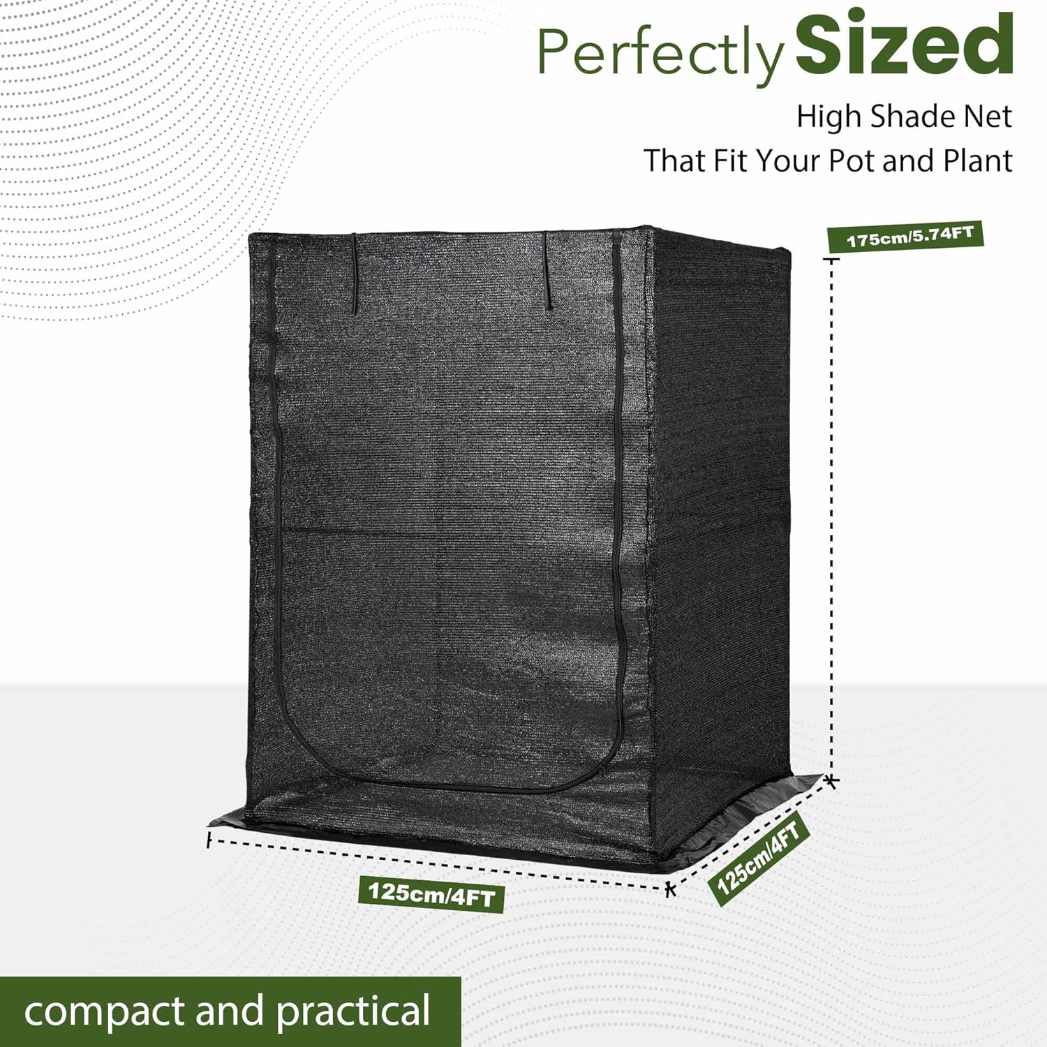 Portable Large 4'x4' Sunshade Cloth Gardening Net,Easy Set up Crops Shade Net 5.7FT Tall Cover, UV Resistant Plant 80% Sunblock for Vegetables,Fruits and Mini Flower Pot with Stakes