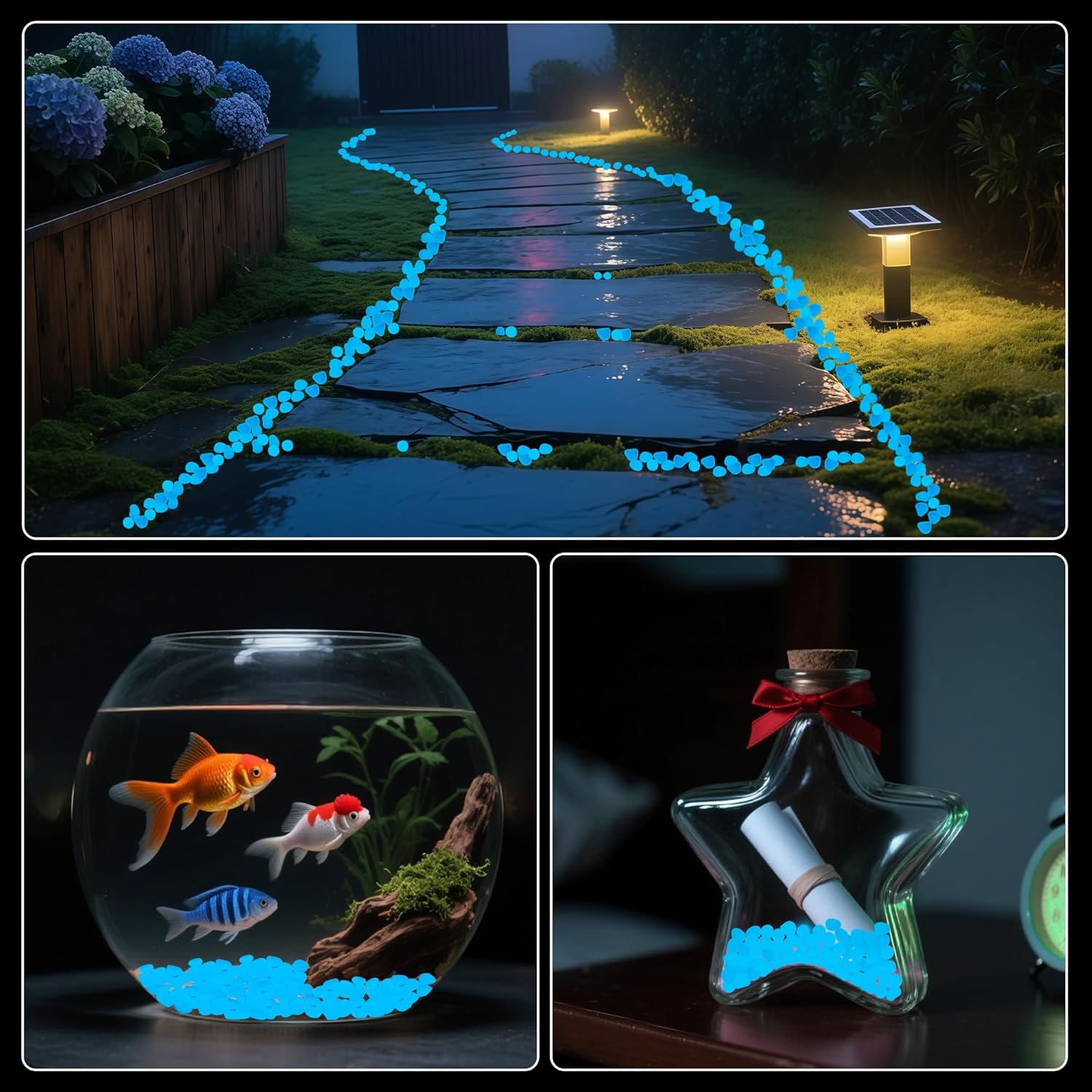 Glow in The Dark Rocks Outdoor Garden Pebbles Stones, 2.2Lbs White Fish Tank Glow Rocks Resin Glowing Pebbles for Garden/Aquarium/Planter/Walkway/Driveway