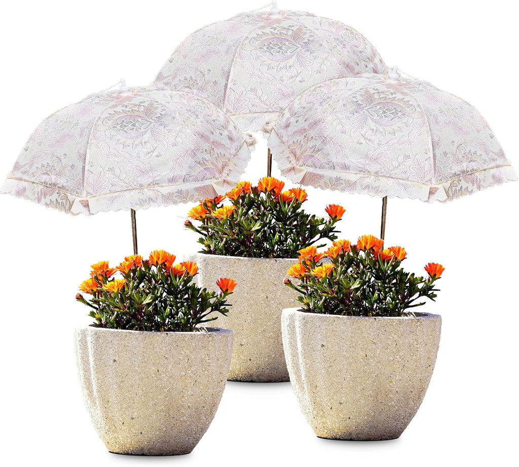 TIMSO Adjustable 3 Pack Plant Shade Umbrella for Outdoor Garden - Sun Protection Cloth & Umbrella for Plants, Potted Plants, and Garden Beds