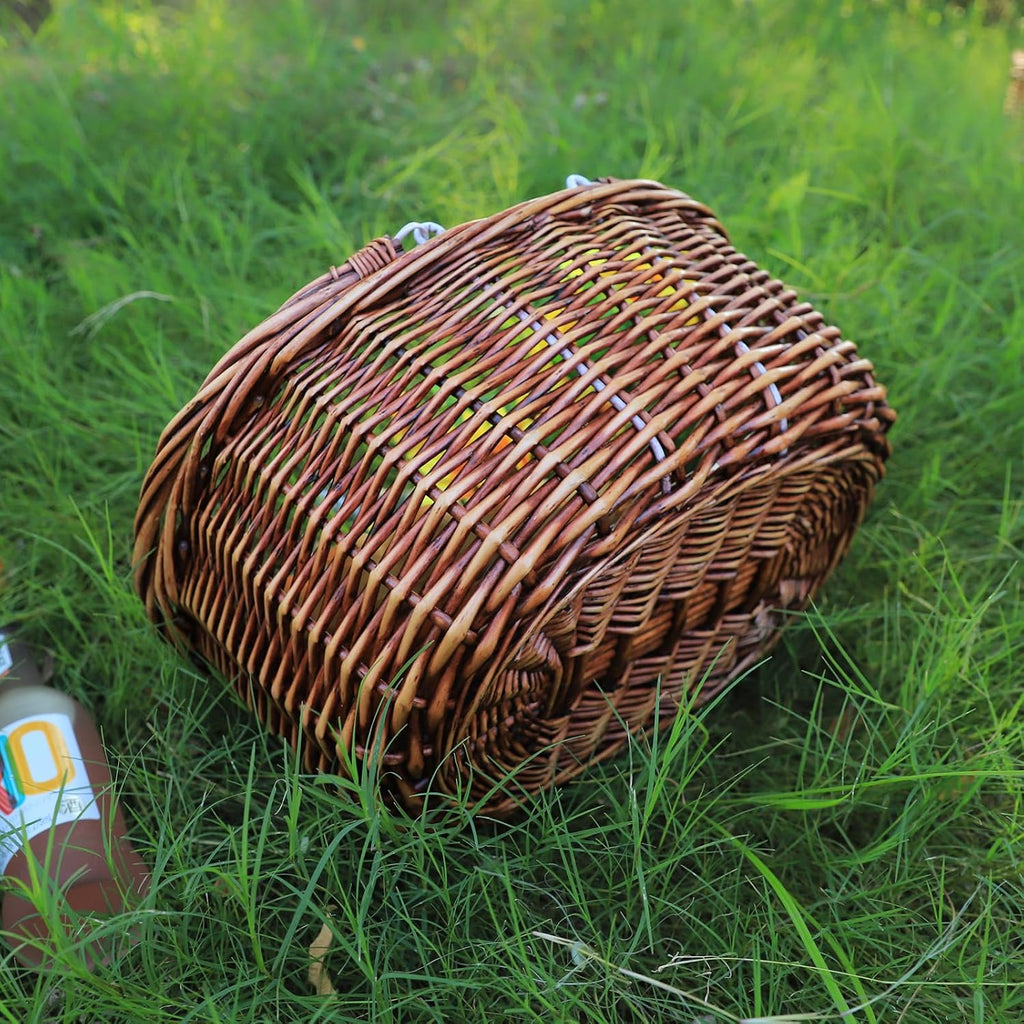Wicker Picnic Baskets with Handles.Kingwillow. (Brown)