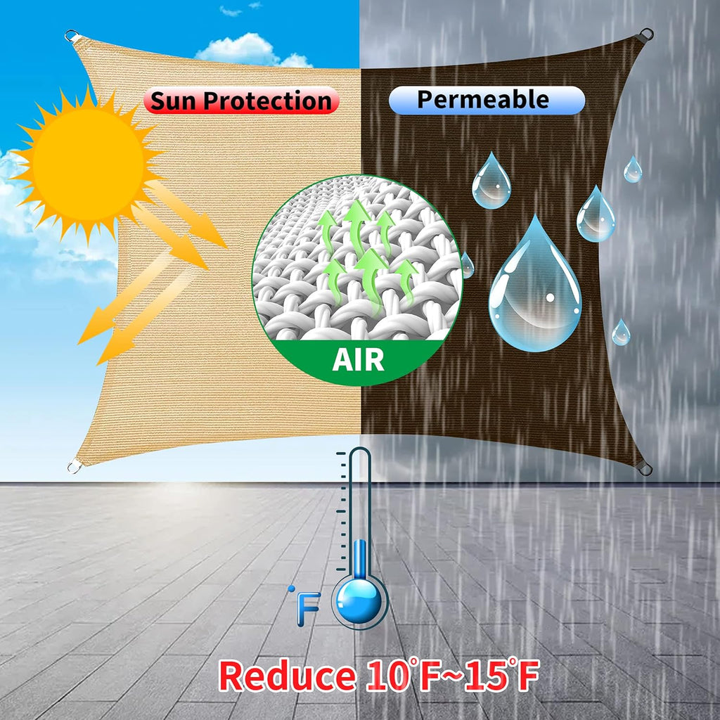 4' x 4' White Square Sun Shade Sail SSP1212 Canopy Durable Fabric UV Block Awning,We Make Custom Orders