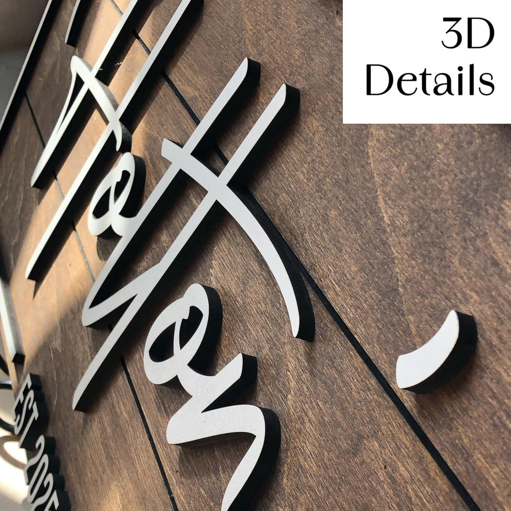 Personalized Family Name Sign - Custom Last Name Wood Decor Plaque, 20x7 in Rustic Farmhouse Style Wedding Gift, Housewarming Gift, Custom Wooden Hanging with Established Date, Small Art for Living Room or Entryway