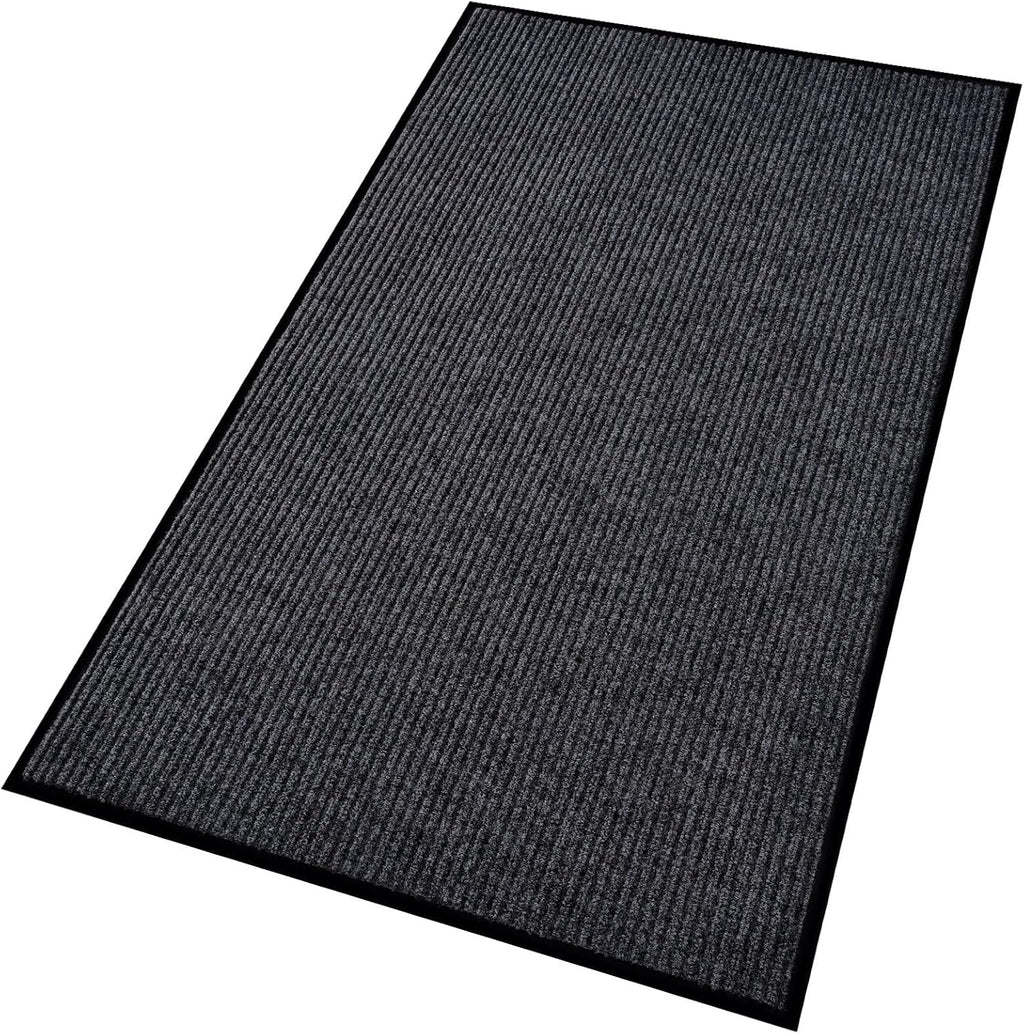 Low Profile Rubber Door Mat, 60x35inch, Heavy Duty, Durable Doormat, Indoor and Outdoor, Waterproof, Easy Clean Shoe Scraper, Home Rug Welcome Mats for Entryway, Patio, Porch, Grey