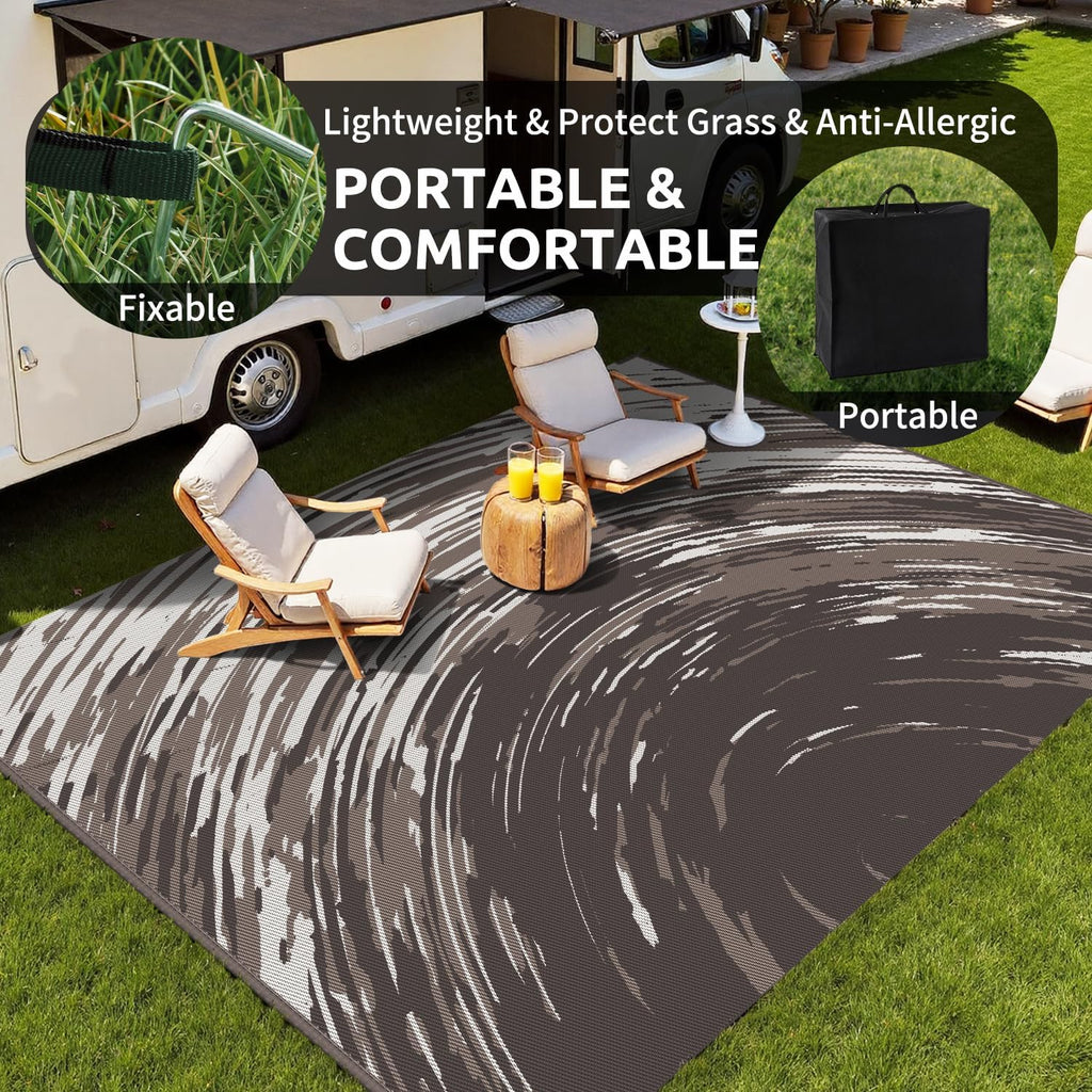 COCOER Modern Outdoor Rug 9x12 Reversible-Waterproof Outdoor Patio Rug-Quick Dry Outdoor Area Rugs Indoor Outdoor Rugs-Outside Rug Patio Decor for Porch Deck Balcony Backyard