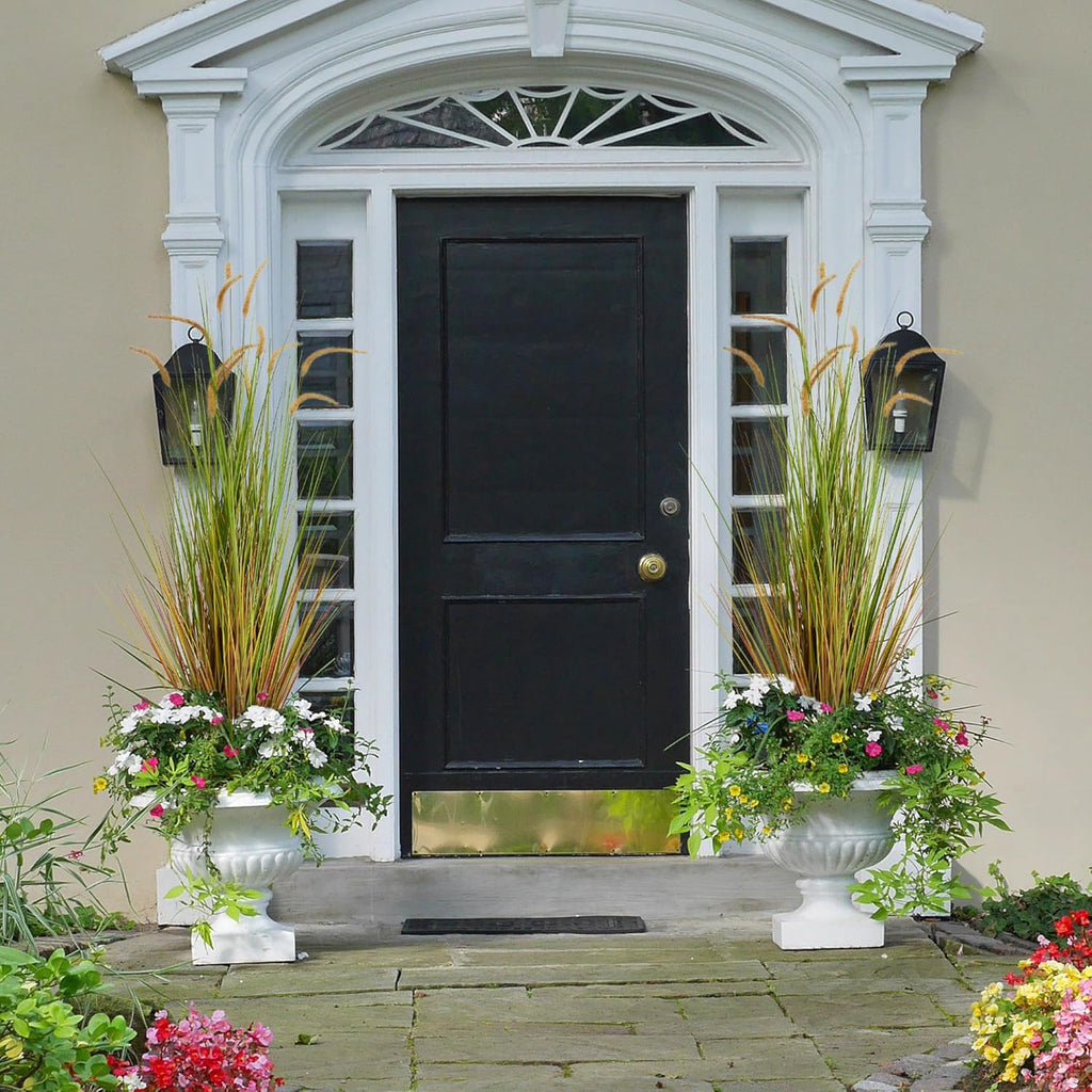 KOL Artificial 5ft 2-Pack Horsetail Reed Grass, 59in Tall Artificial Indoor Outdoor Fake Grass Plant, Home Office Décor Artificial Plants in Pot Faux Plant Greenery, Wedding Decor - Yellow