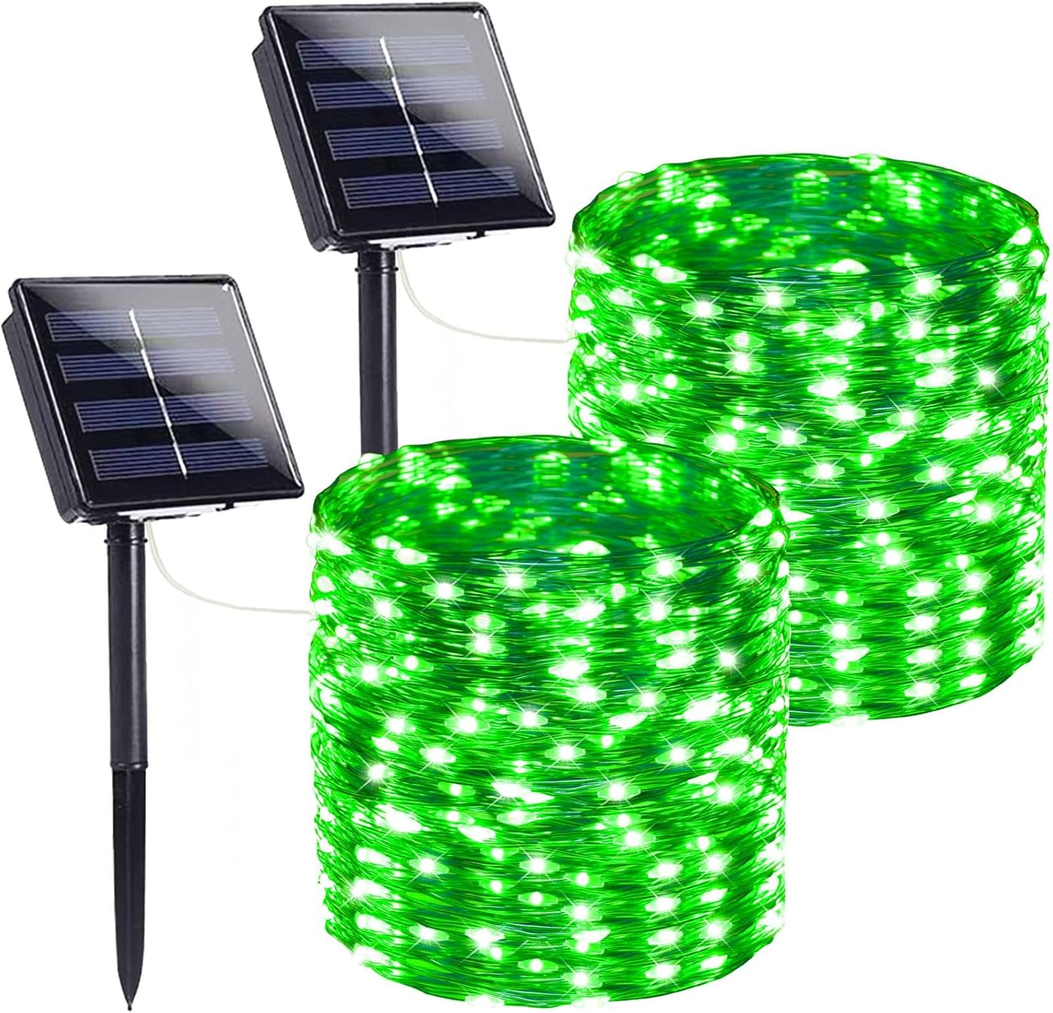 St. Patrick's Day Green Solar String Lights Outdoor, 2-Pack 72FT 400 LED Solar Fairy Lights, Copper Wire Twinkle Light for St. Patrick's Day Decorations Bedroom Party Garden Patio Tree (Green)