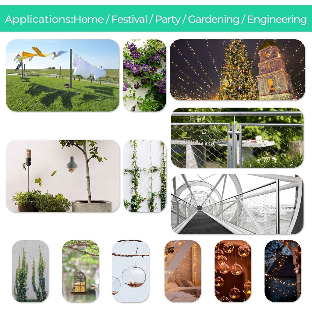 1/8" Wire Rope,Turnbuckles for Cables Wire, 304 Stainless Steel Cable,M5 Turnbuckle Kit,Wire Cable Turnbuckle Tensioner…