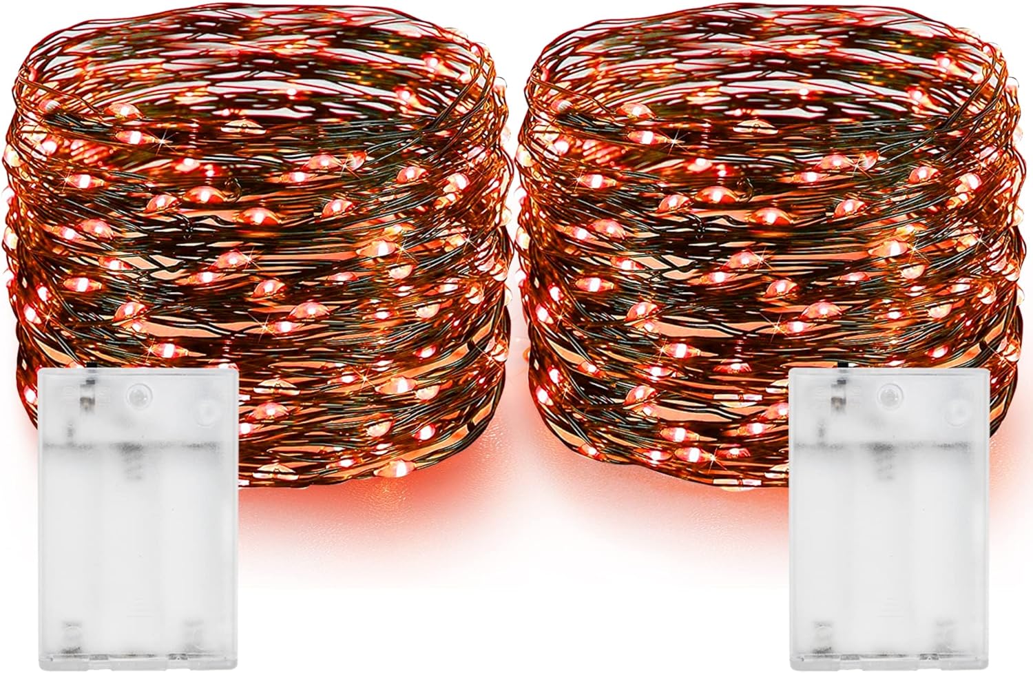 Dazzle Bright Fairy String Lights, Total 40FT 120LED Copper Wire Battery Operated Waterproof Lights, Halloween Decorations for Indoor Home Outdoor Garden Patio Yard Party Decor (Orange, 2)