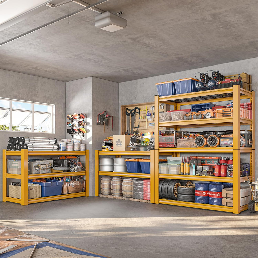 REIBII 72''H Garage Shelving 3010 LBS Storage Shelves Adjustable Metal Shelving 5 Tier Metal Shelves for Storage Industrial Shelf for Kitchen Pantry Warehouse Basement 72" HX35.5 WX16 D, 3 Pack