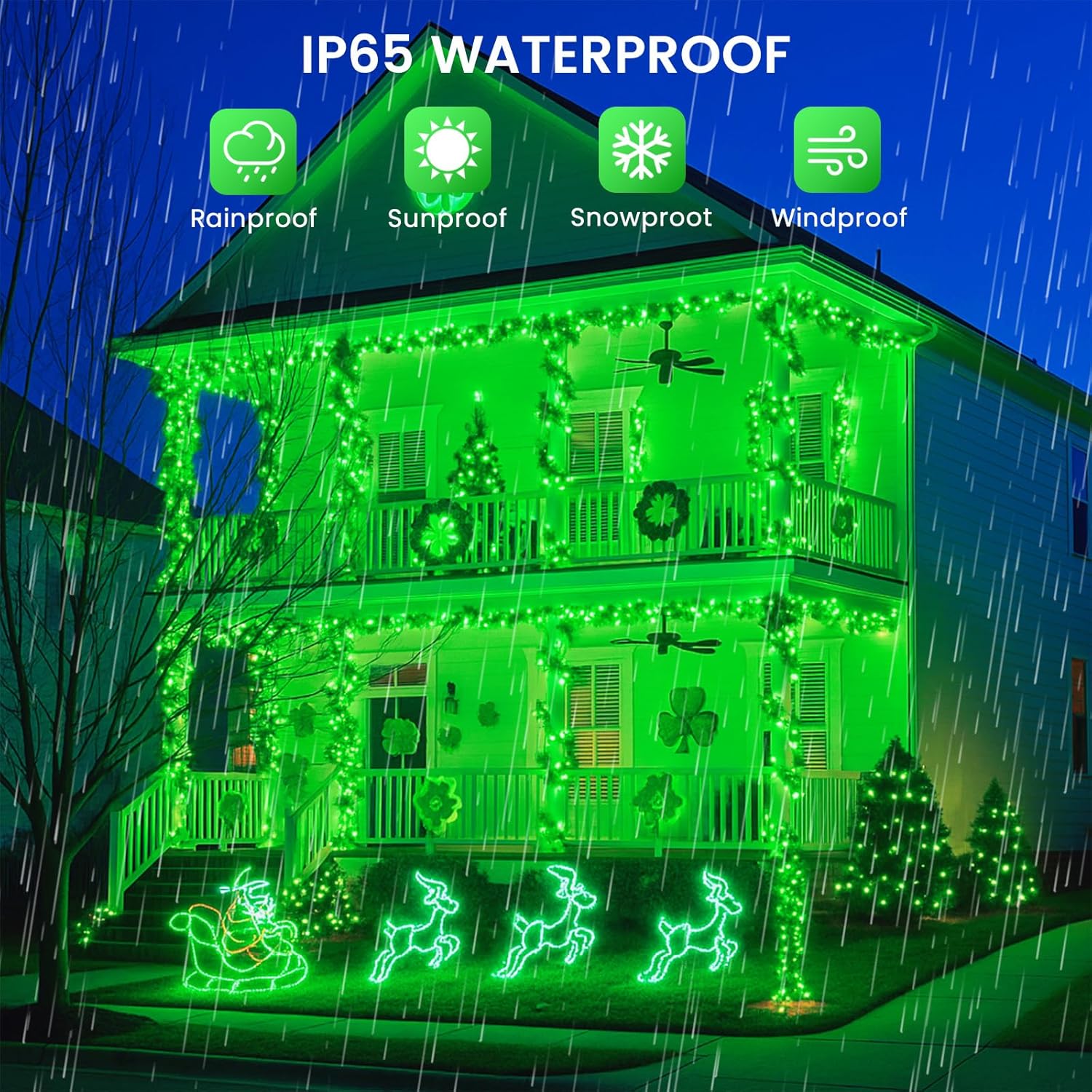 4 Pack 180FT Solar Halloween Lights Outdoor Waterproof, Super Bright 320 LED Solar String Lights with 8 Lighting Modes, Green Wire Twinkle Tree Light for Outside Xmas Party Decorations (Green)