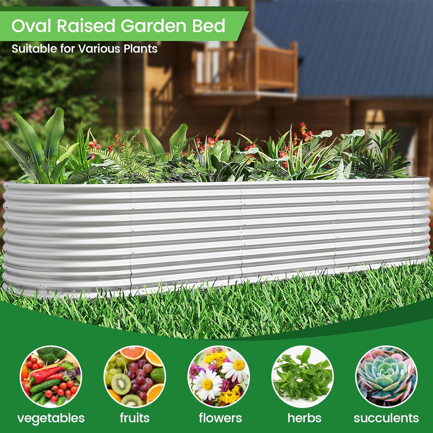 FRIZIONE 2pcs 9 in 1 Tall 8x2ft Galvanized Raised Garden Bed Outdoor,Steel Garden Bed for Vegetables,Above Ground Garden Box for Flower,Metal Raised Beds for Gardening