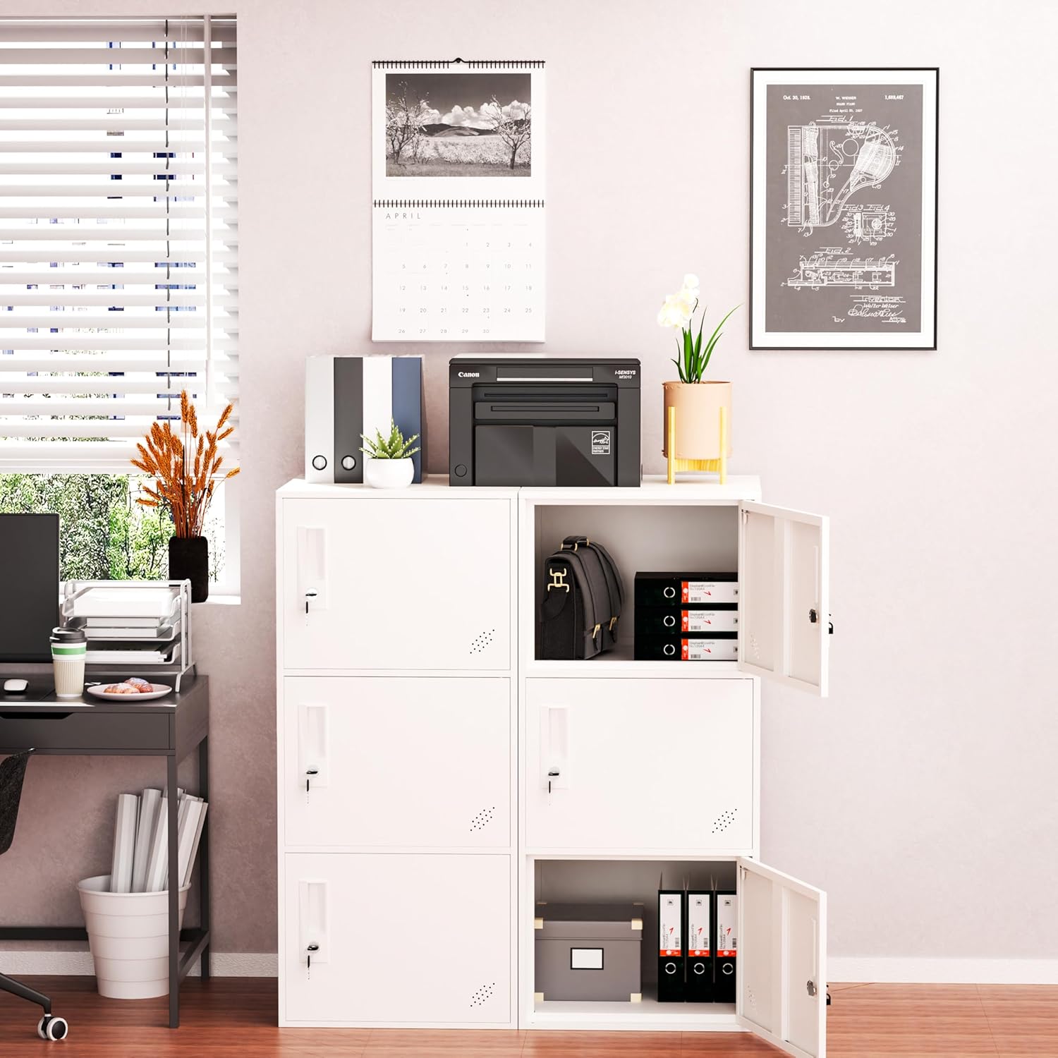 3 Door Vertical Stackable Storage Cabinet with Lock,Anti-Failing Device, Metal Lcoker,Organizer for Office, Home, Gym, School,Employee,Kids. (White)