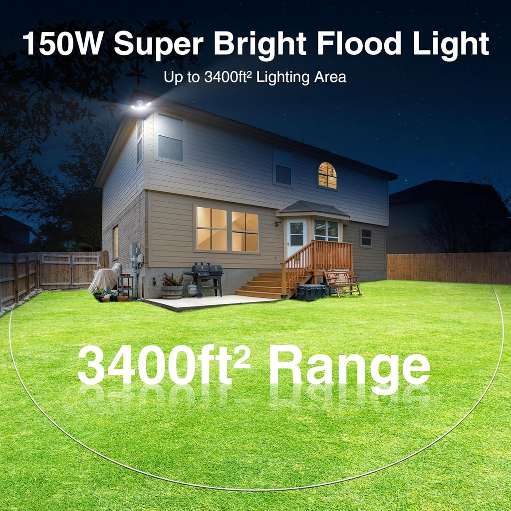 150W Motion Sensor Lights Outdoor for Outside, 15000LM LED Flood Lights Outdoor Wired Dusk to Dawn, Exterior Security Floodlight Fixture Waterproof IP65, Outdoor Lighting for House, Garage