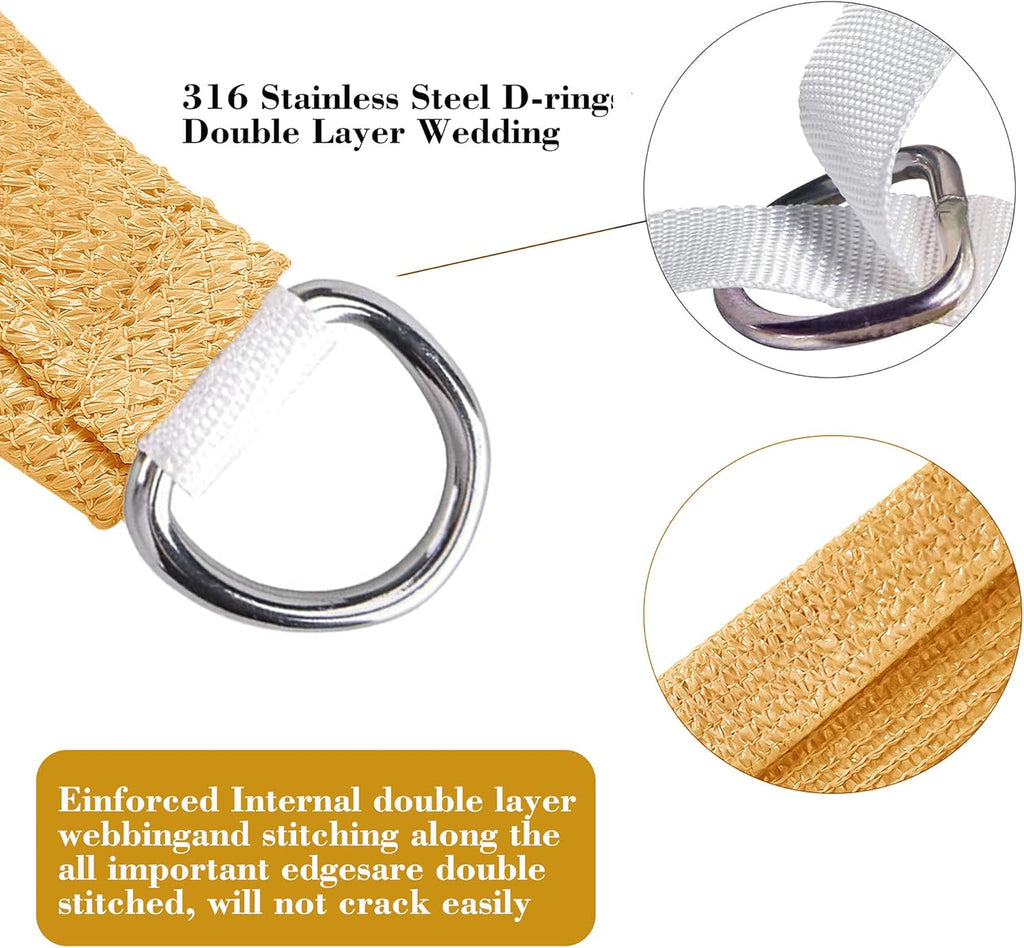 6' x 8' Sand Beige Rectangle Sun Shade Sail SSP1212 Canopy Durable Fabric UV Block Awning,We Make Custom Orders