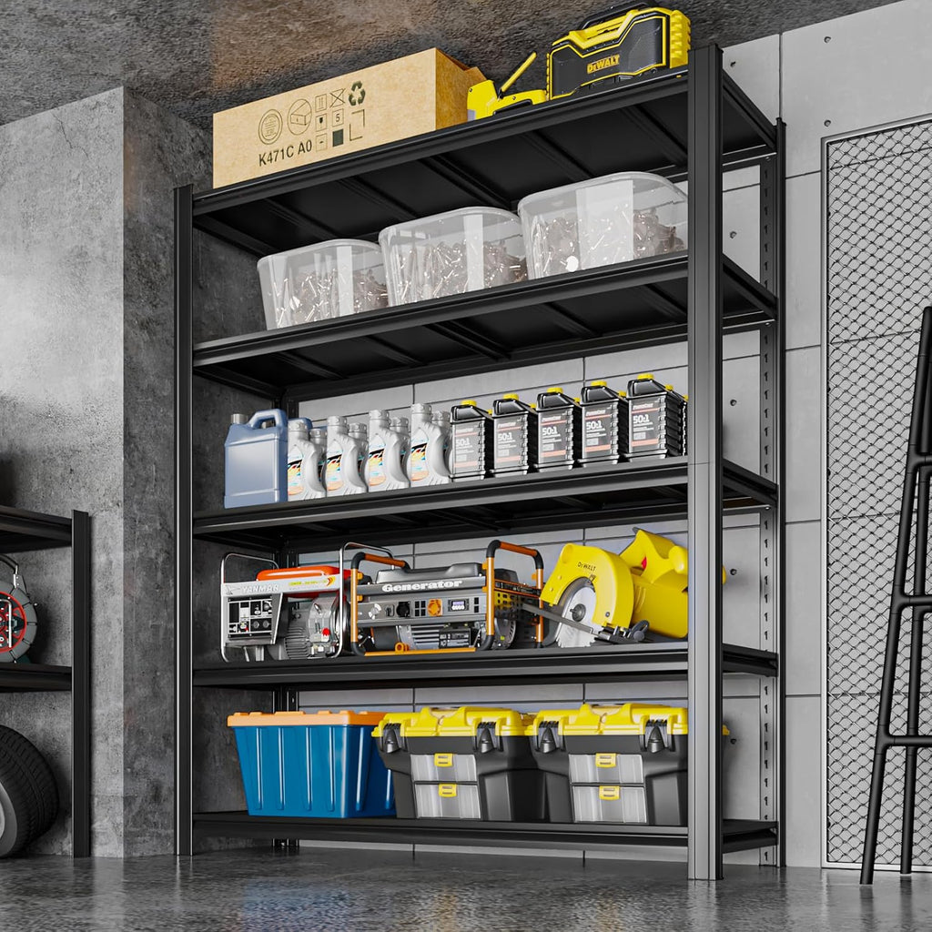 5-Tier 47" W x 24" D x 84" H Garage Shelving 3000LBS Storage Shelves Heavy Duty Metal Shelf Unit Adjustable Basement Industrial Storage Racks