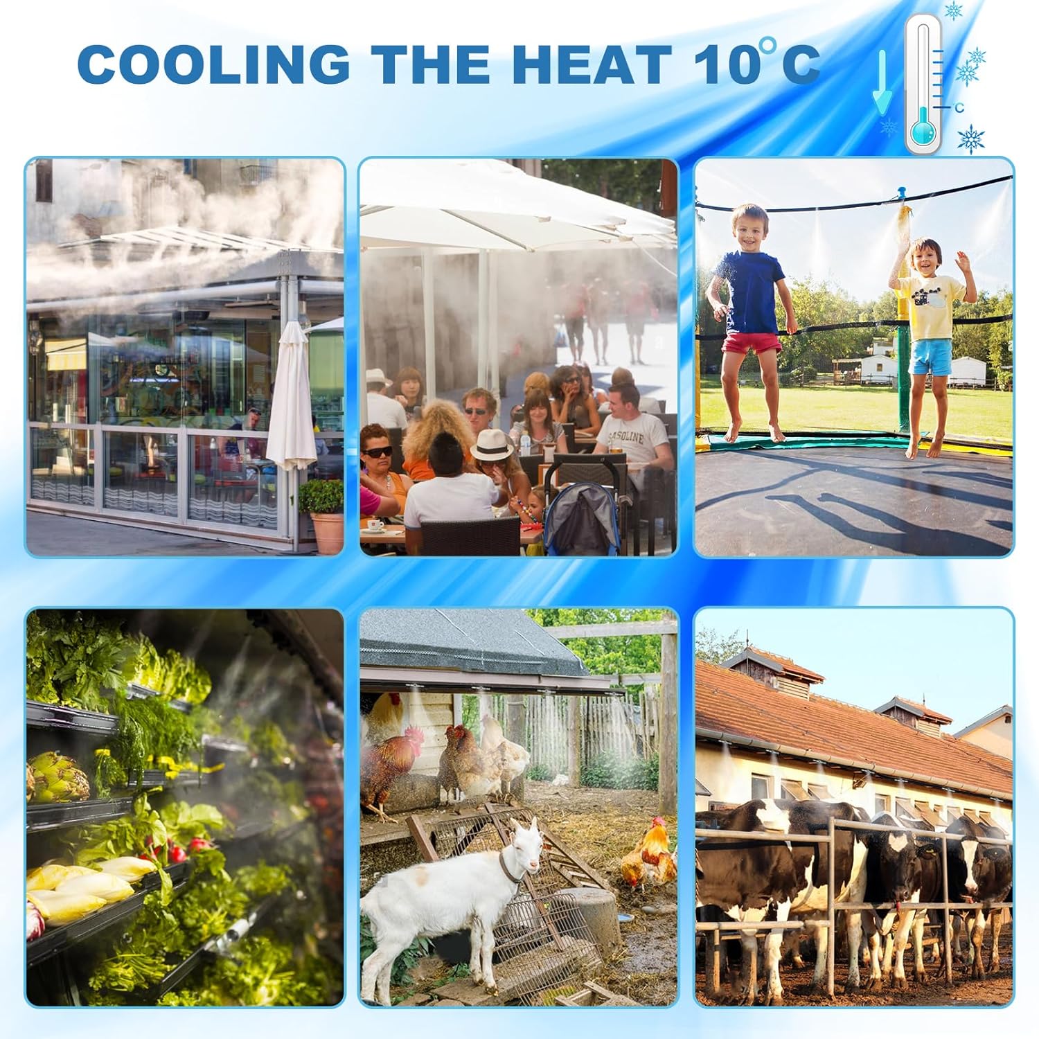 Brass Patio Misting Kit – 10 Brass Micro-Nozzles & 10 3/8″ Slip Connectors for Outdoor Cooling (UNC 10/24, 0.012″ Precision Orifice, 15-280 psi)