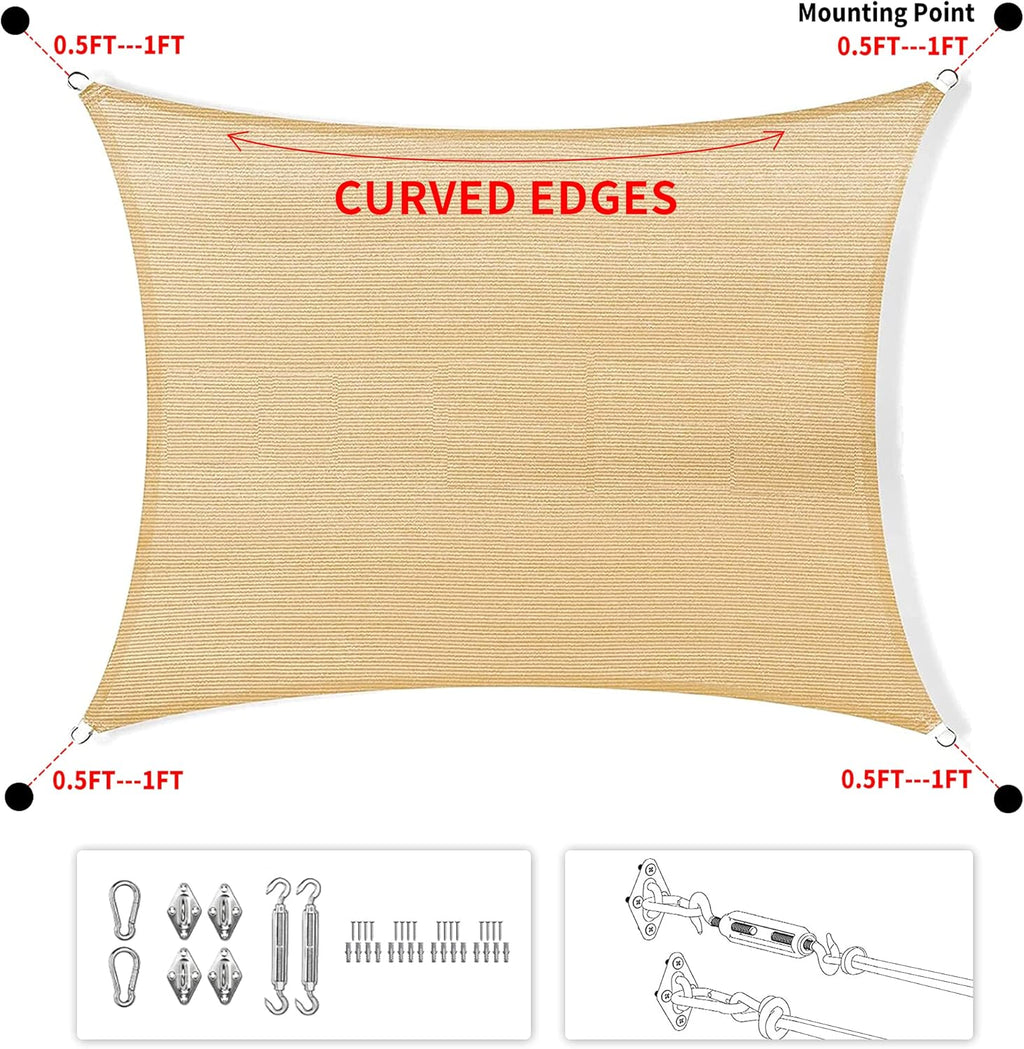 17' x 19' Brown Rectangle Sun Shade Sail SSP1212 Canopy Durable Fabric UV Block Awning,We Make Custom Orders