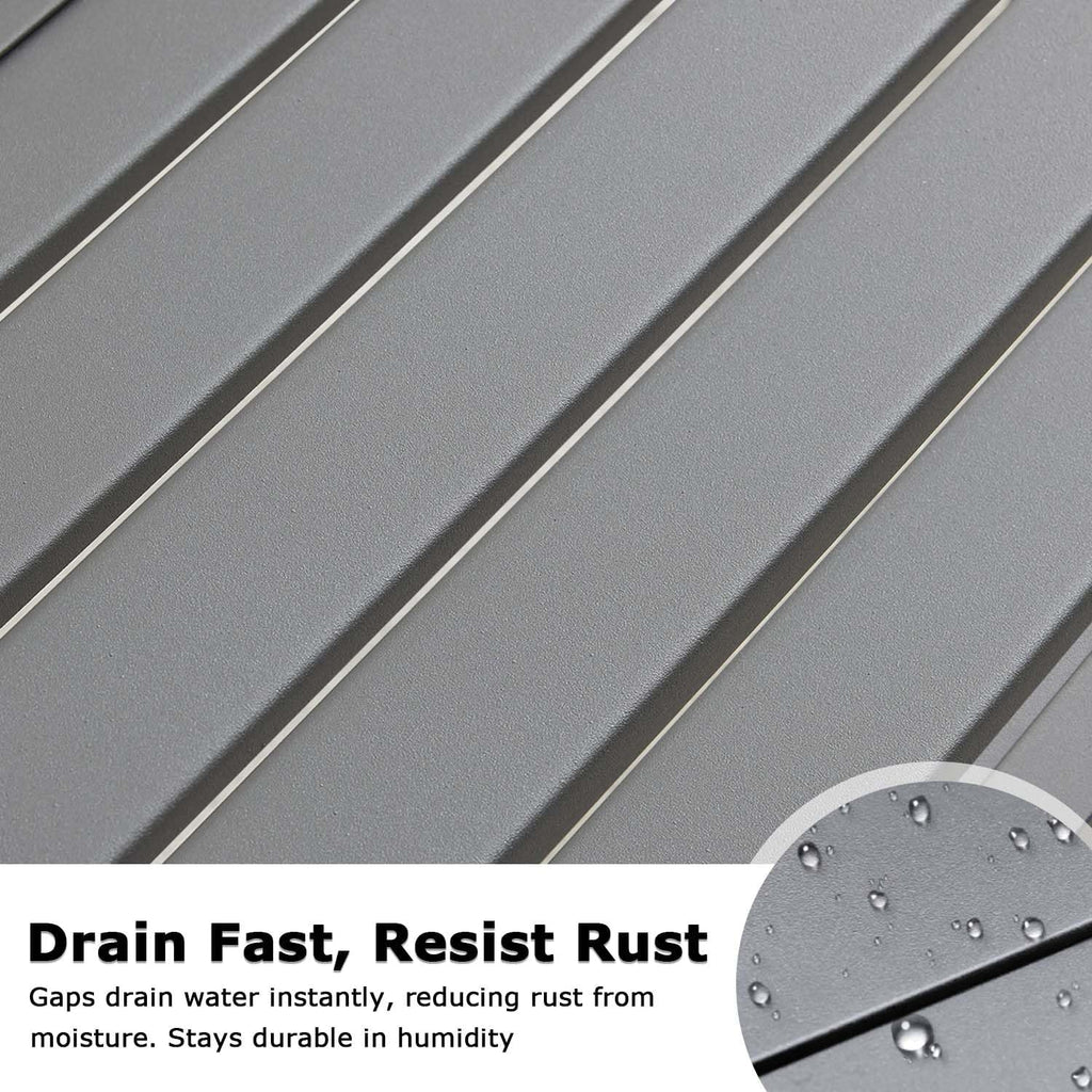 Outdoor Metal Backless Bench, 46" Patio Garden Bench for Outdoor, All Weather Outdoor Bench for Garden, Backyard, Porch, Grey